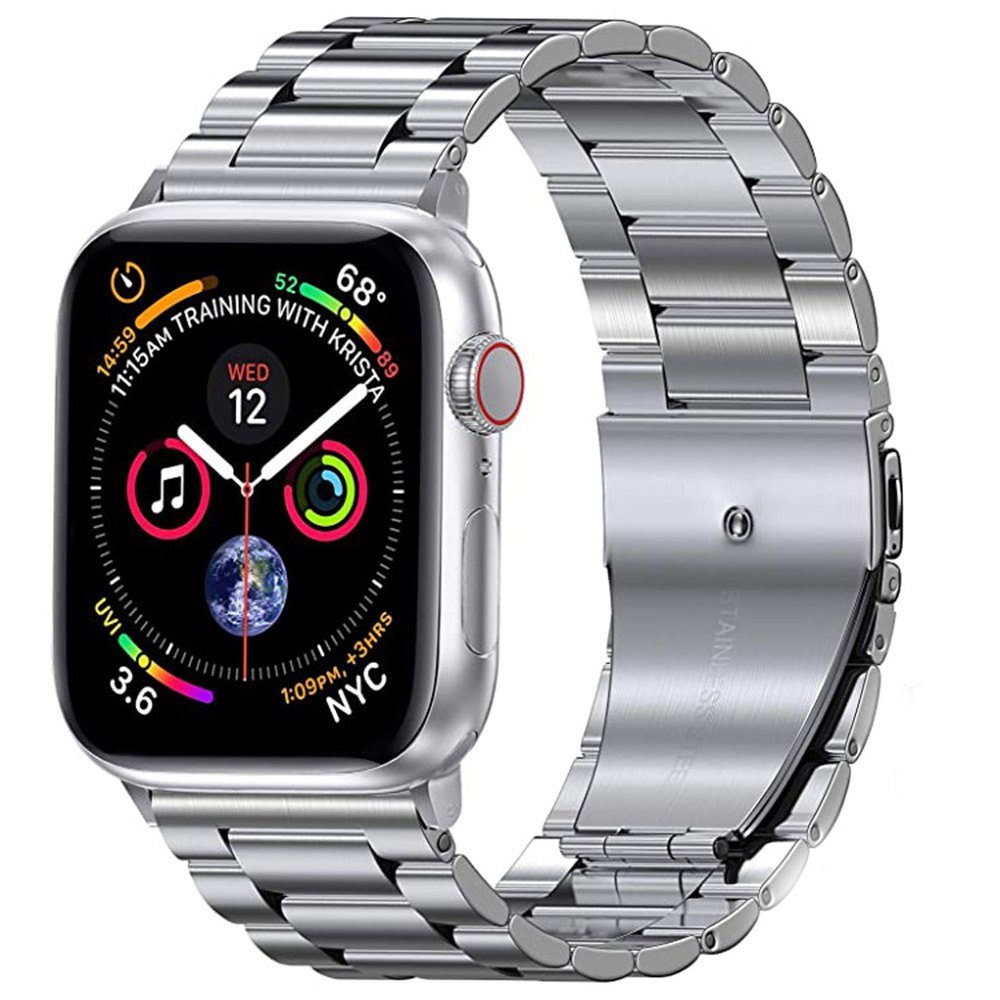 GelldG Smartwatch-Armband Armband Kompatibel mit Apple Watch Armband Metall Ersatz Armband Silber