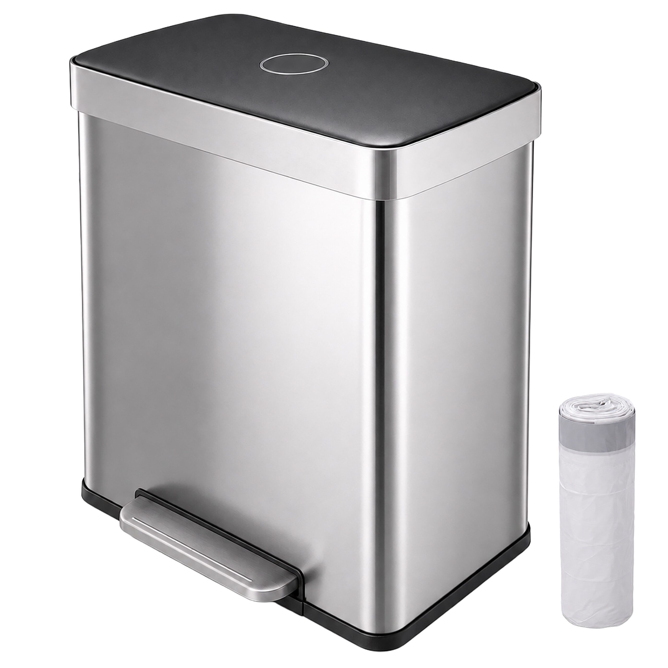 relaxdays Mülltrennsystem Mülleimer 2 Fächer 2x30 l, silber
