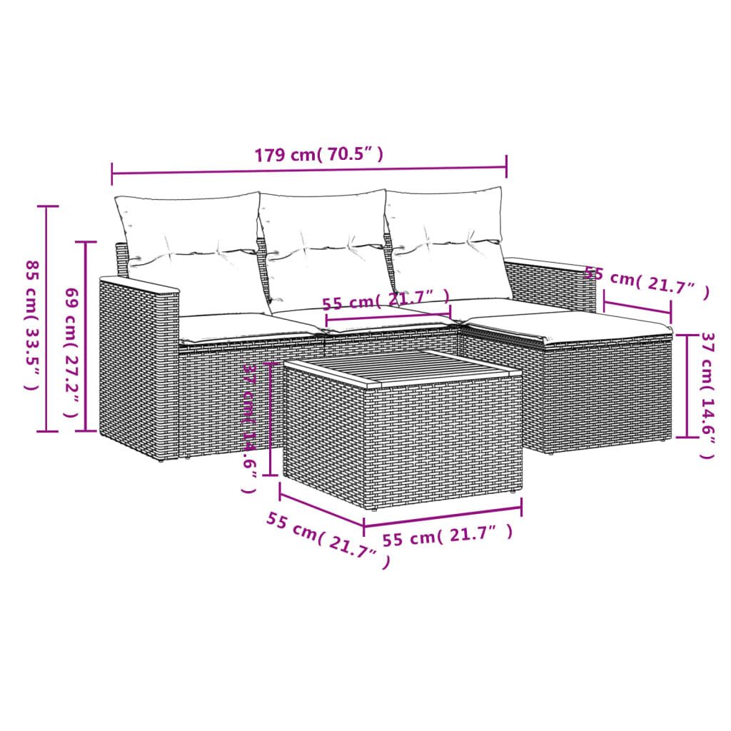 vidaXL Gartenlounge-Set 5-tlg. Garten-Sofagarnitur mit Kissen günstig online kaufen