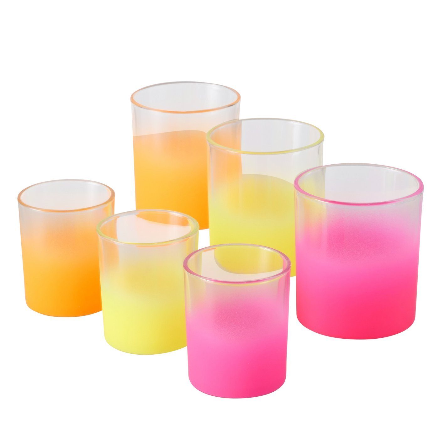 BOLTZE Windlicht Boltze, 6er-Set Windlicht Neon, 3 farben, pink orange gelb