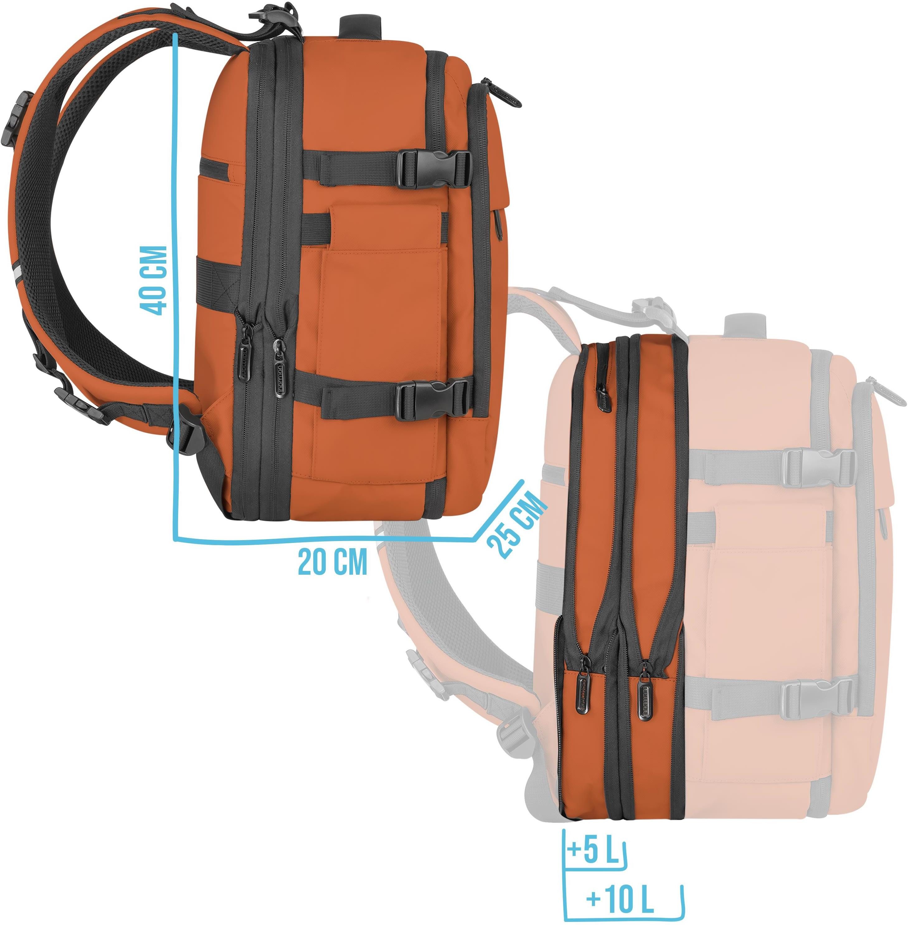 normani Rucksack Erweiterbarer Handgepäck-Rucksack 20 Liter Nikaho, Underseat Bag aus wasserabweisendem Material – Bild 4 von 5