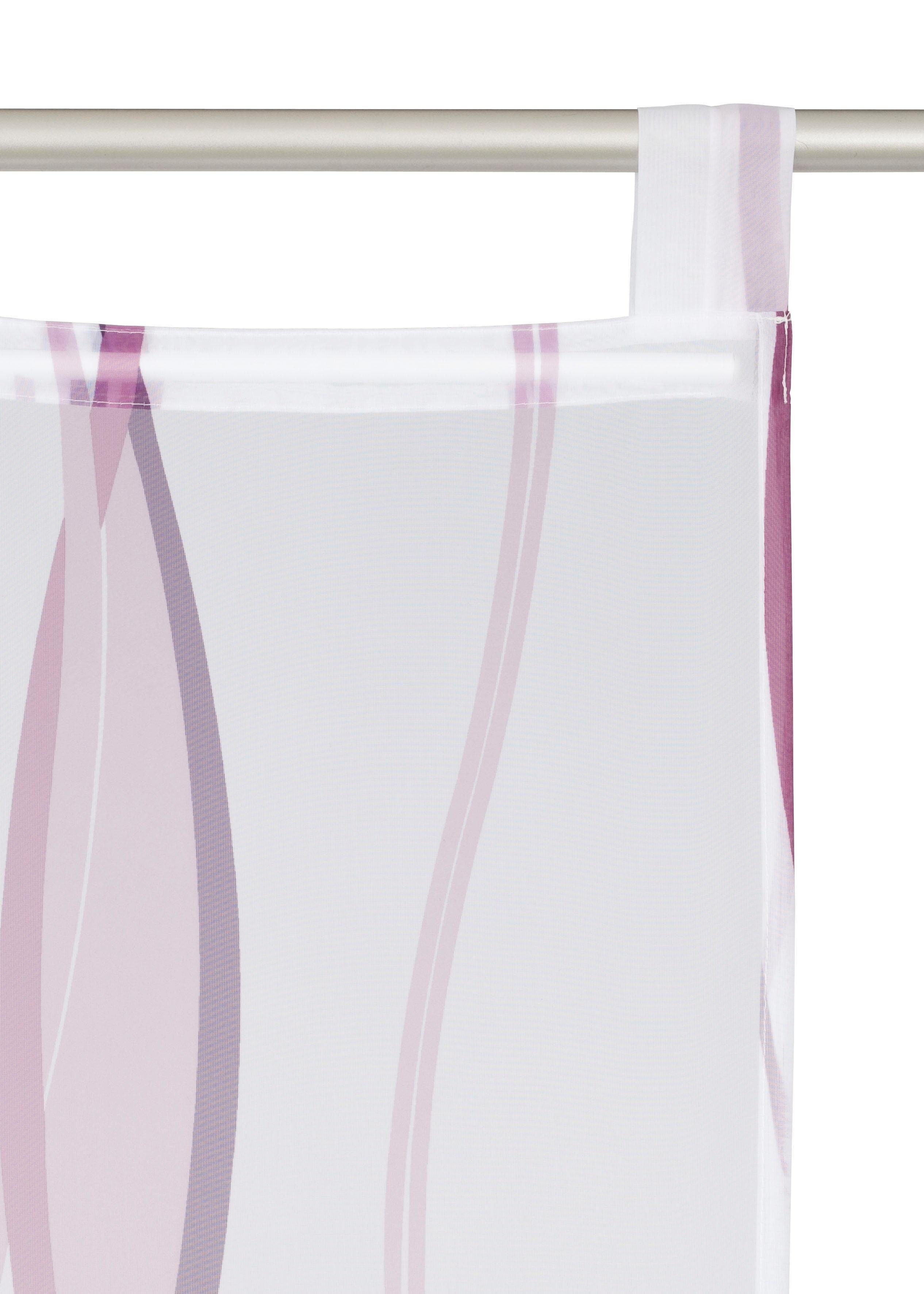 OTTO home Schiebegardine Dimona (2 St), Schlaufen, transparent, Voile, 2er-Set, Fertiggardine, inkl. Beschwerungsstange, Wellen