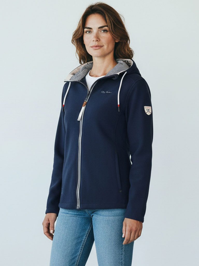 Dry Fashion Fleecejacke Norden Damen Jacke Norden mit Kapuze - Windabweisend mit taillierten Schnitt