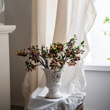 Vorhang Vorhang Vorhang mit Rüschen weiß für kleine Fenster, AUKUU, Küchenvorhang halbverdunkelnder Vorhang aus Baumwolle und