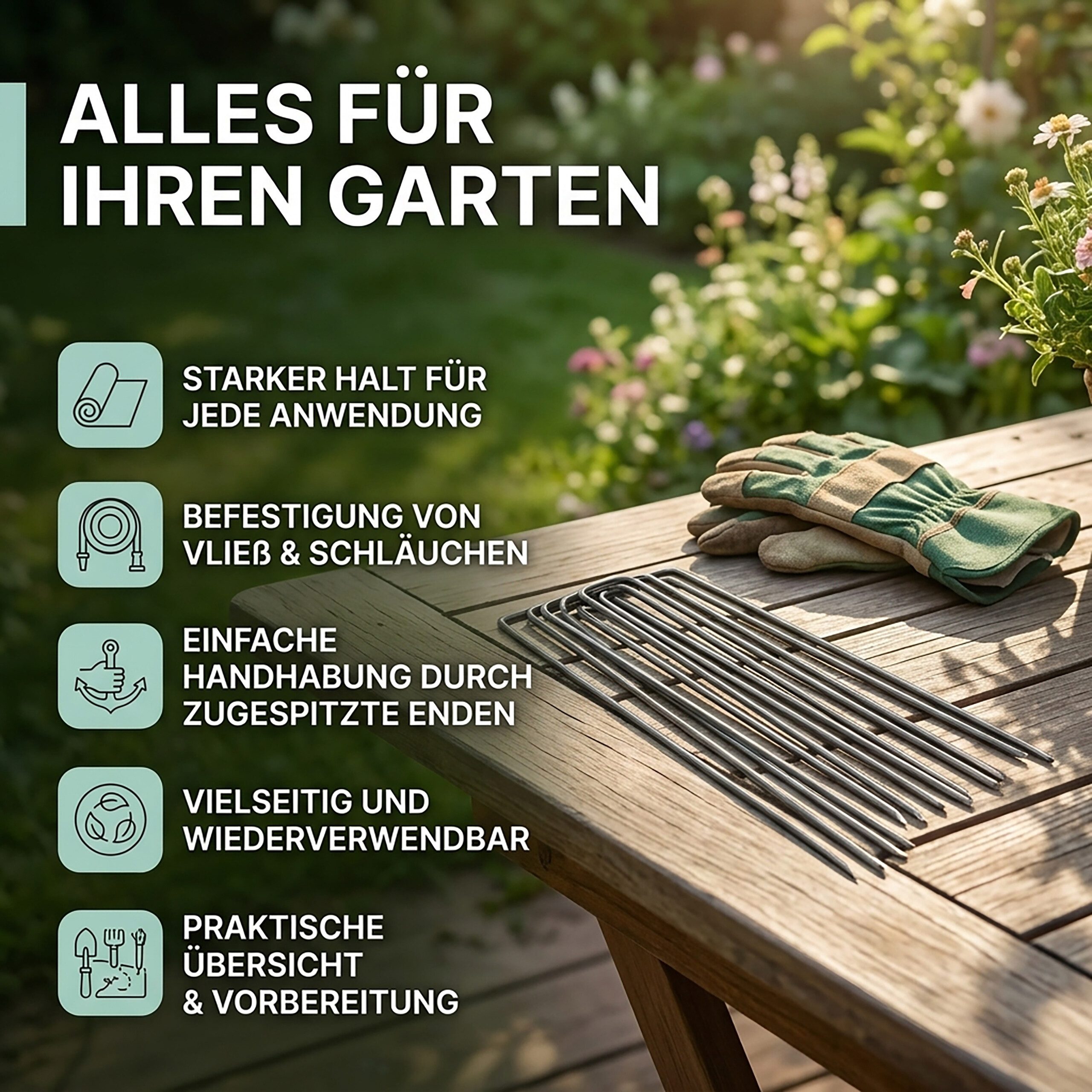 relaxdays Bodenanker Bodenanker verzinkt 25er Set, für Planen, Unkrautvliese, Vogelschutznetze, Schläuche, Kabel und Zelte, Einschlagen, (25-St) – Bild 3 von 5