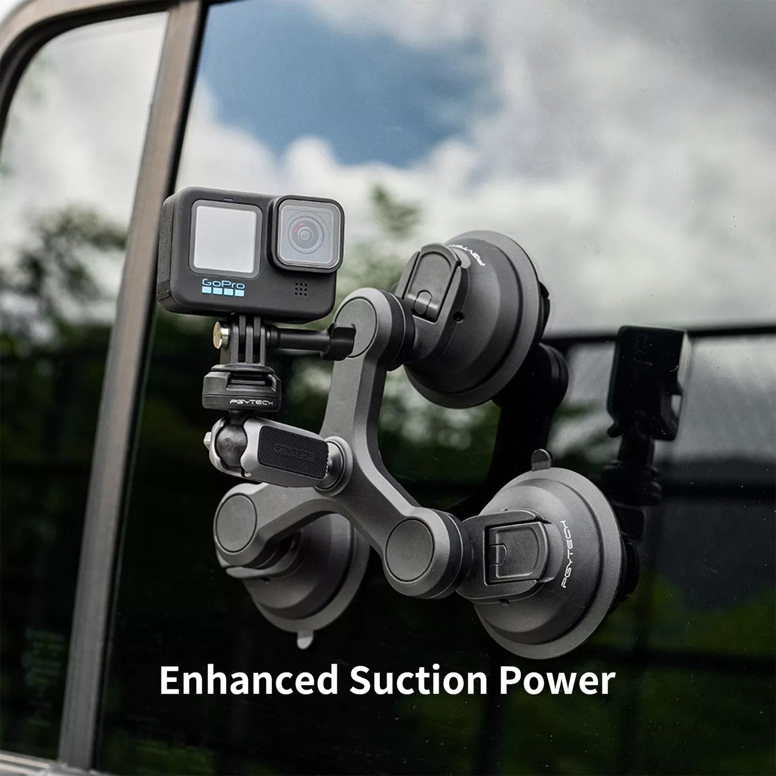 PGYTECH Action Cam-Halterung Halter für Auto Action-Kamera-Saugnapfhalter für Gopro 12 DJI Action 4