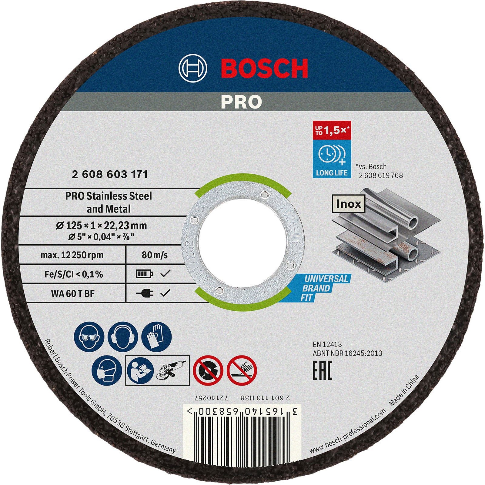 BOSCH Trennscheibe Bosch PRO Stainless Steel and Metal Trennscheibe 125 x 1 x 22,23 mm -