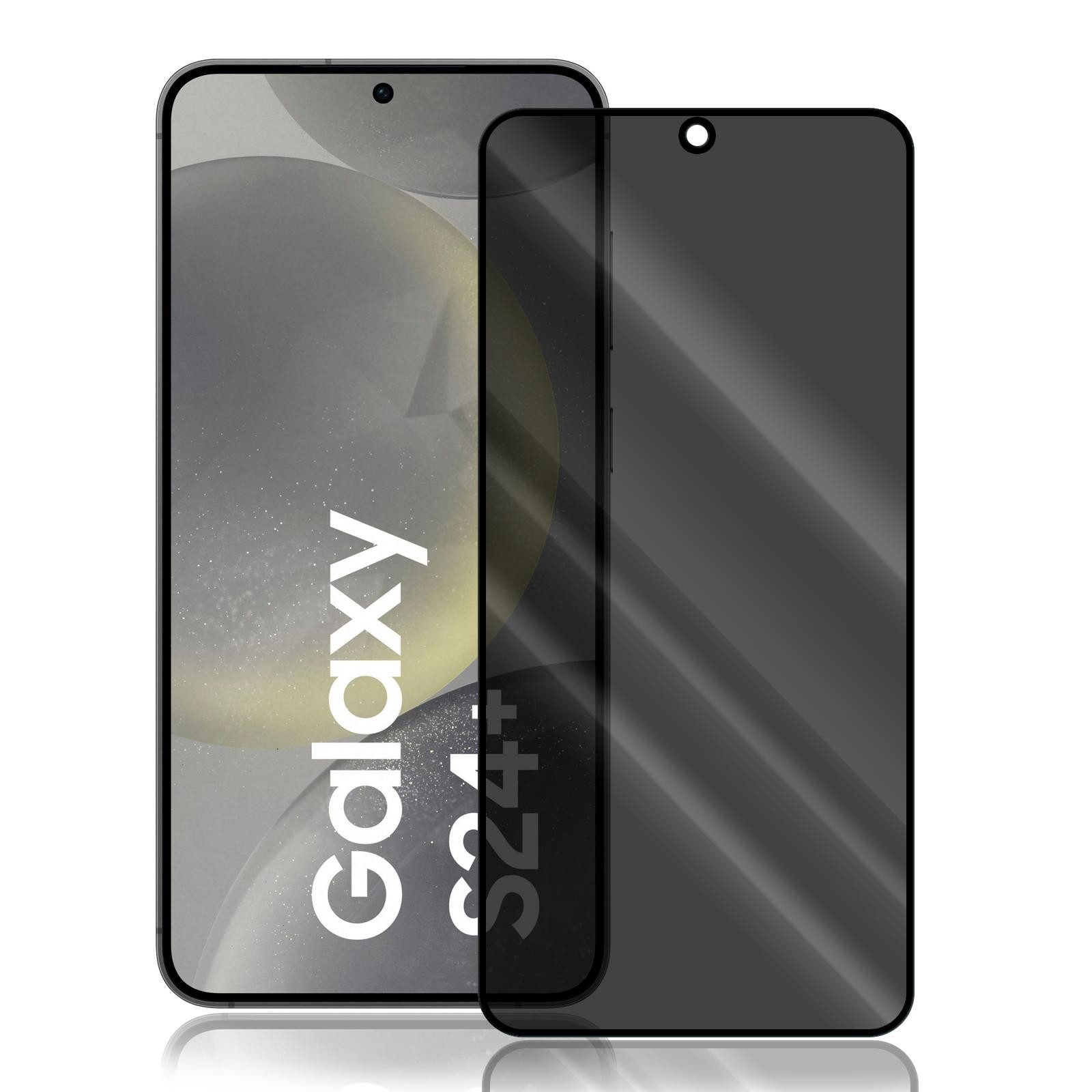 Numerva Schutzfolie Panzer Folie Echt Glas Folie für Samsung Galaxy S24 Plus, (1x Schutzfolie 2x Reinigungstücher), Anti Spy Schutzfolie Blickschutz Glasfolie Sichtschutzfolie