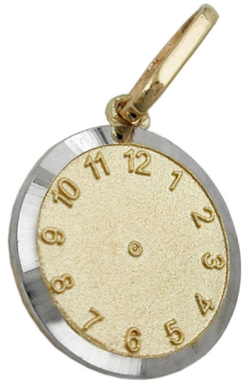 unbespielt Kettenanhänger Anhänger Taufuhr bicolor 375 Gold 12,4 mm, Goldschmuck für Kinder