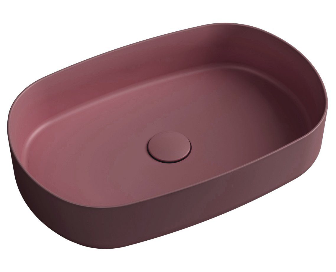 Isvea Waschtisch INFINITY OVAL Aufsatzwaschbecken 55x36cm, Matte Maroon Red, Isvea-10NF65055-2R