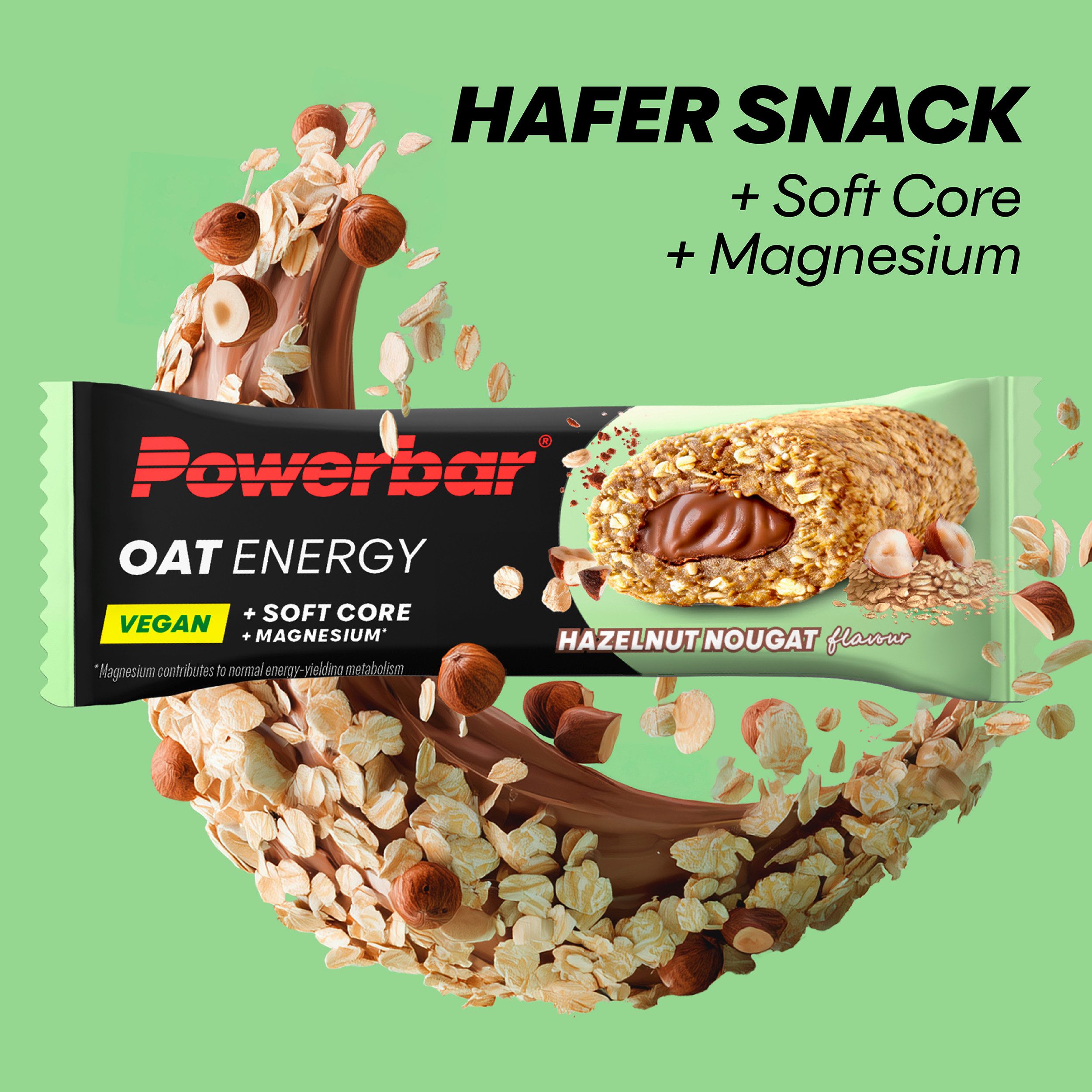 PowerBar Riegel Oat Energy Hazelnut Nougat 15x50g veganer Haferriegel, 15 x, hoher Ballaststoffgehalt - Magnesium