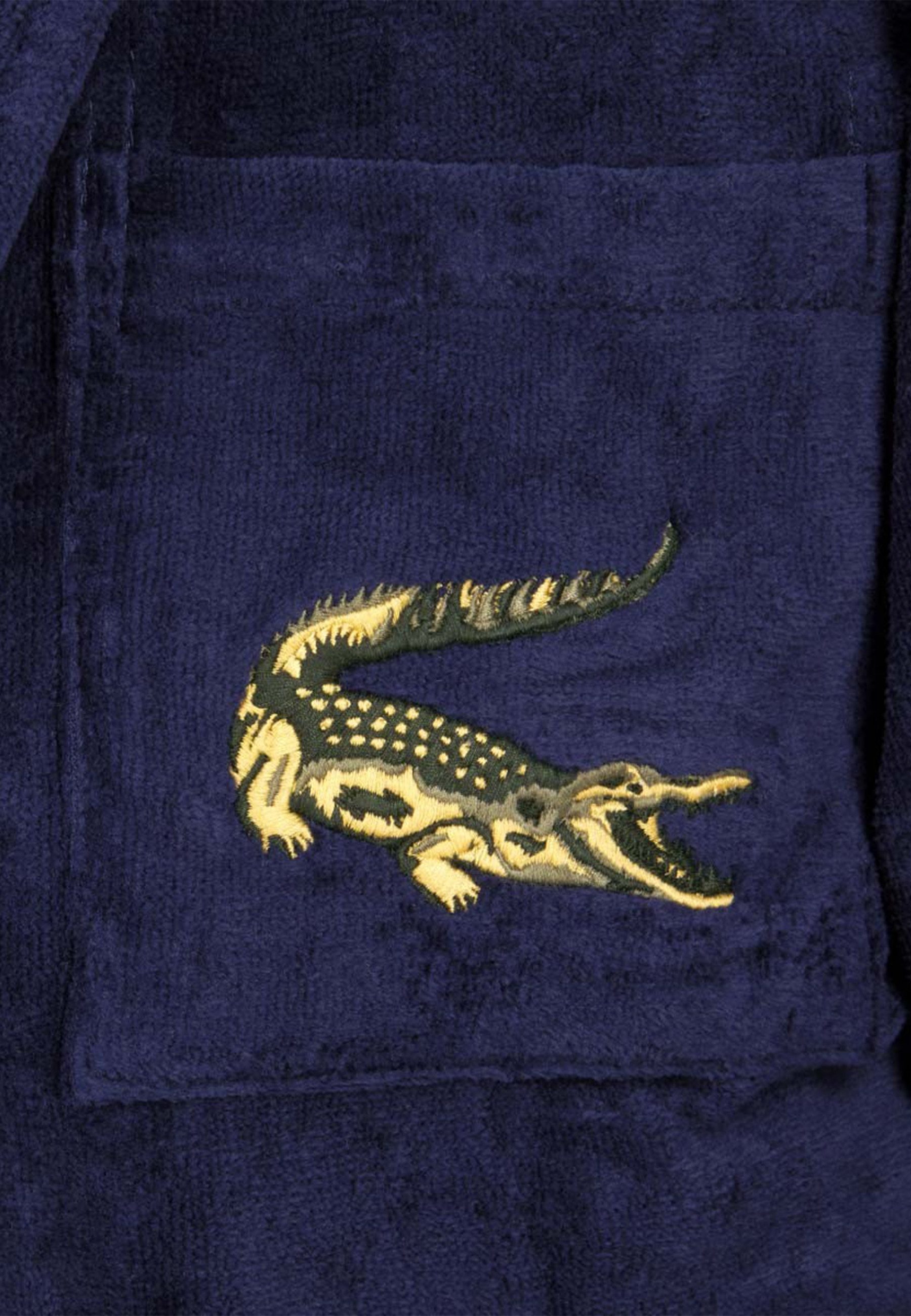 Lacoste Bademantel LRENE, Langform, Baumwolle, Schalkragen, Gürtel, mit Logostickerei Lacoste Krokodil