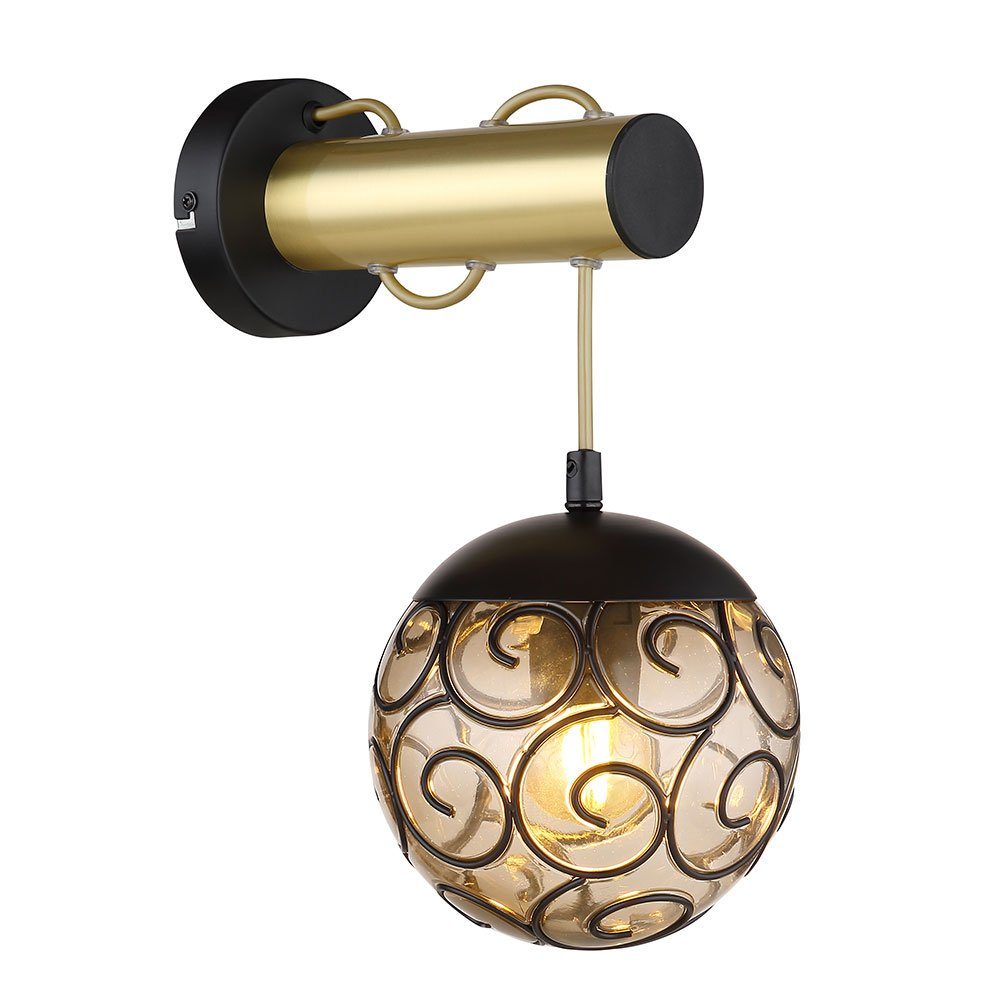 GLOBO LIGHTING Wandleuchte, Leuchtmittel nicht inklusive, Wandlampe Wandleuchte Flurlampe Ornamente Kugel rauch E27 H 36 cm