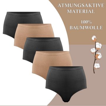 hemmy Fashion Hüftslip Taillenslip uni (5er Pack) Unterhose 100% Baumwolle - Hohe Taille - Basic Slip Maxislip