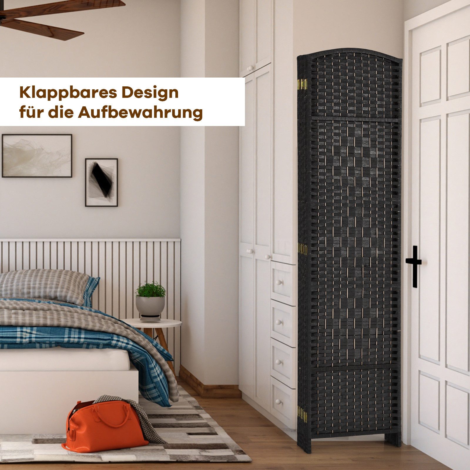 COSTWAY Paravent, Outdoor 6 TLG. Raumteiler 273x180cm klappbar