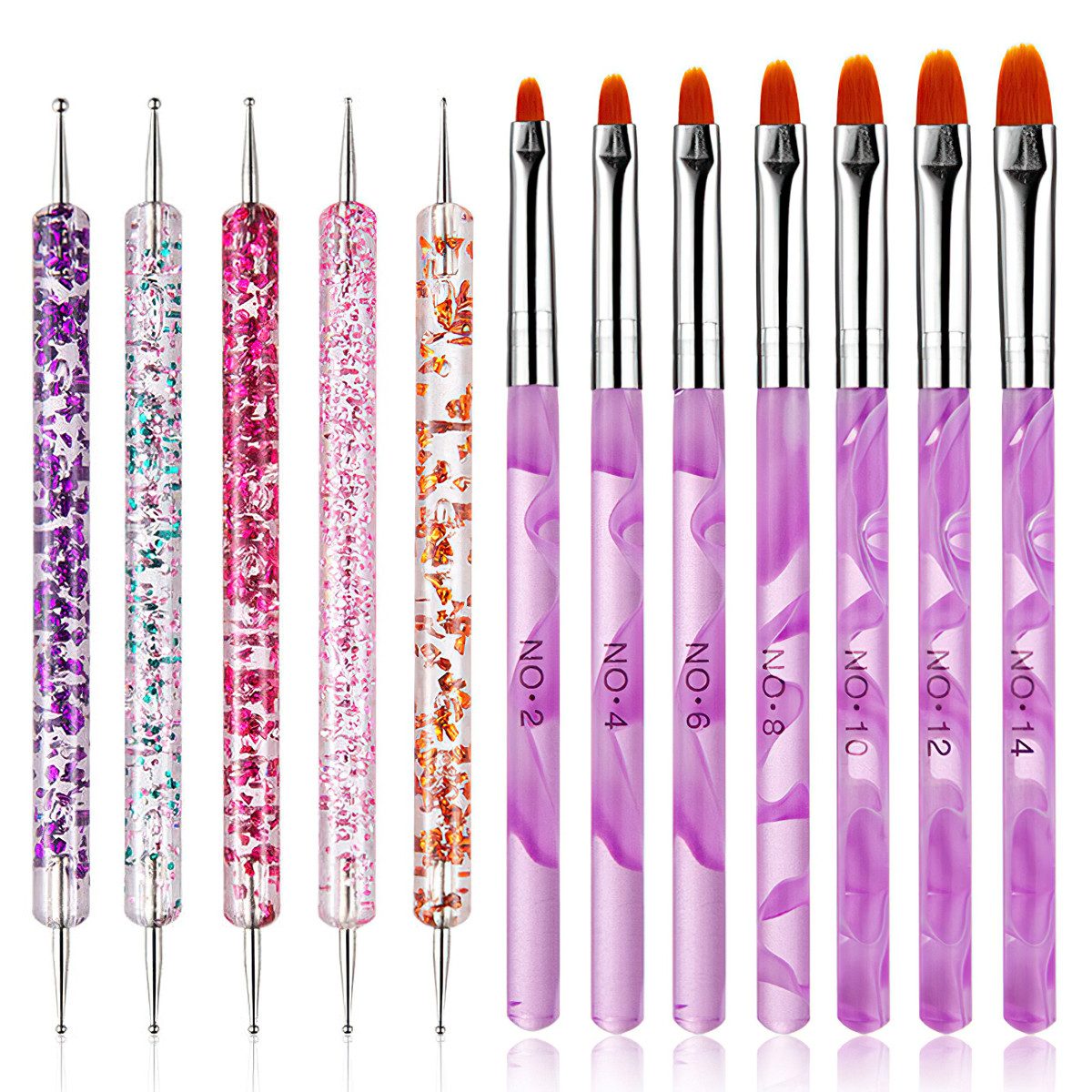 Nageldesign Zubehör Nagel-Punktierwerkzeuge UV-Gel-Pinsel Set für Nailart 12tlg