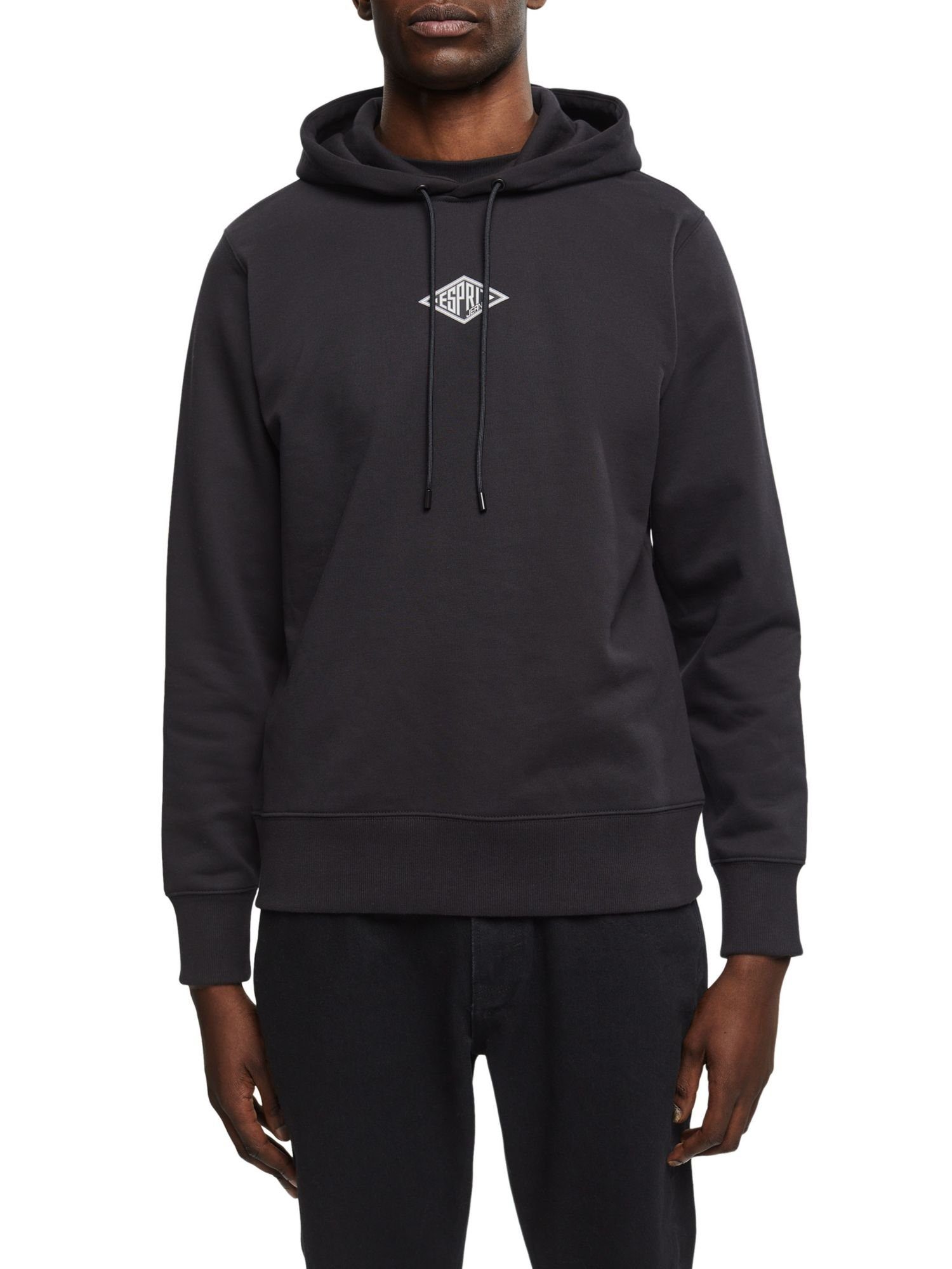 Sweatshirt Baumwoll-Kapuzensweatshirt Esprit Logo mit (1-tlg) BLACK