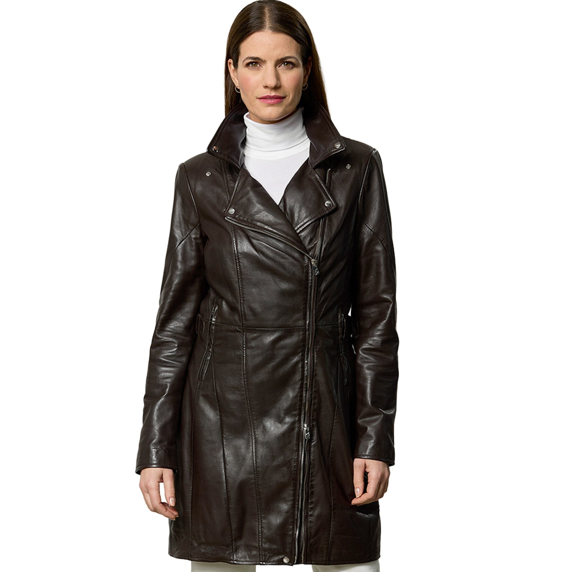 Jilani Lederjacke Juniper Jilani - Damen Ledermantel Lammnappa chocolate to günstig online kaufen