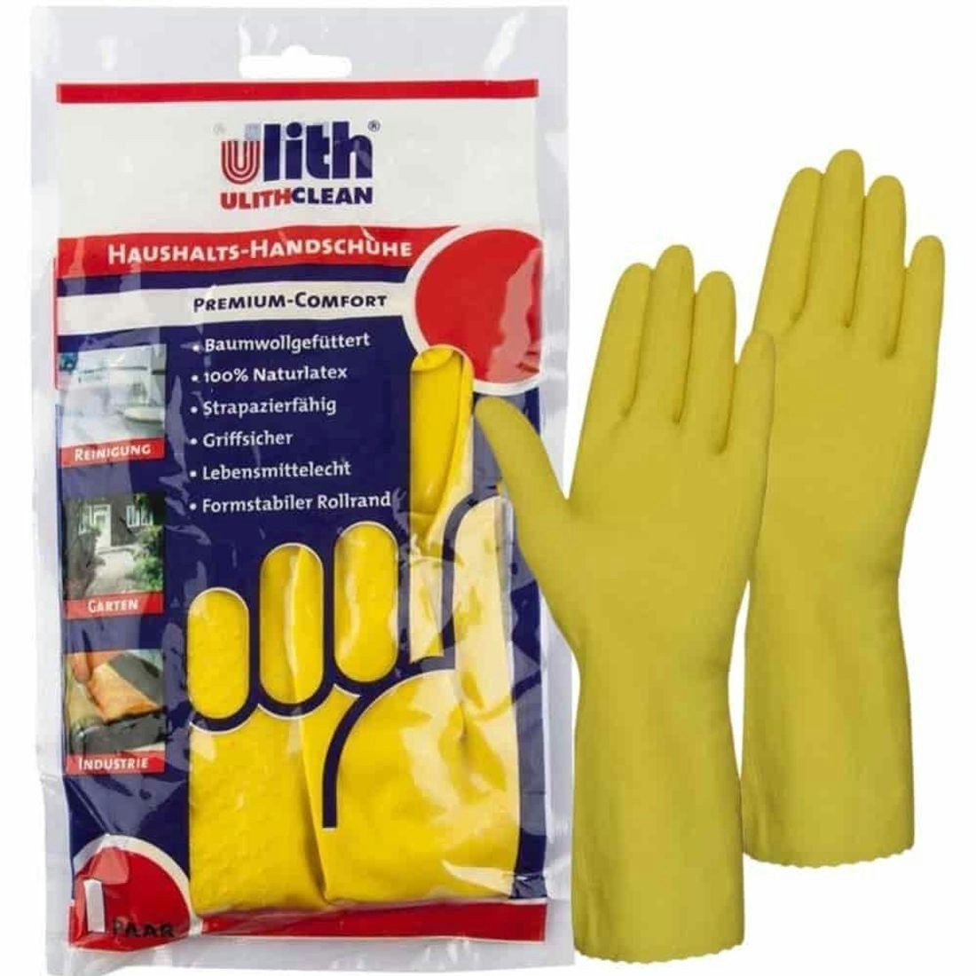Boni-Shop Reinigungshandschuh Haushaltshandschuhe Premium-Comfort Größe M/8 gelb