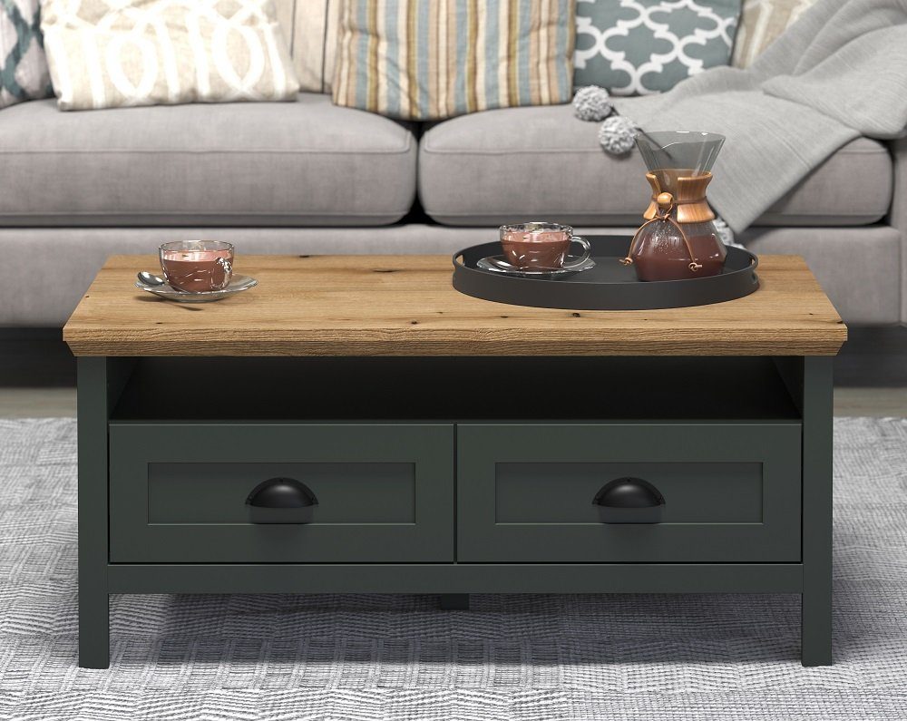 trendteam Couchtisch Couchtisch Stanton, Tannengrün / Eiche (no-Set), Breite 101 cm,Tischplatte aus Holzwerkstoff