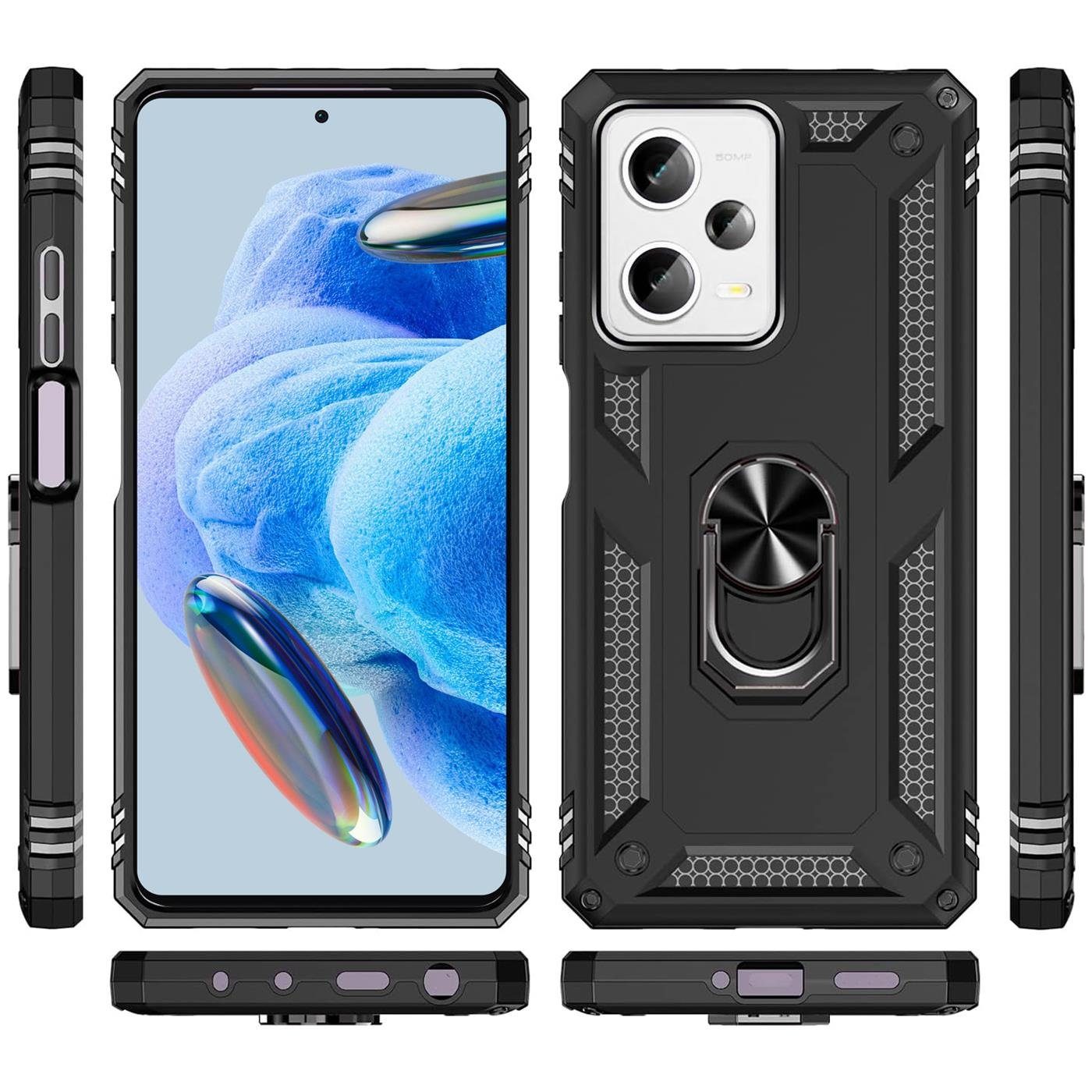 CoolGadget Handyhülle Armor Shield Case für Xiaomi Poco X5 Pro 5G 6,67 Zoll, Outdoor Cover Magnet Ringhalterung Handy Hülle für Poco X5 Pro