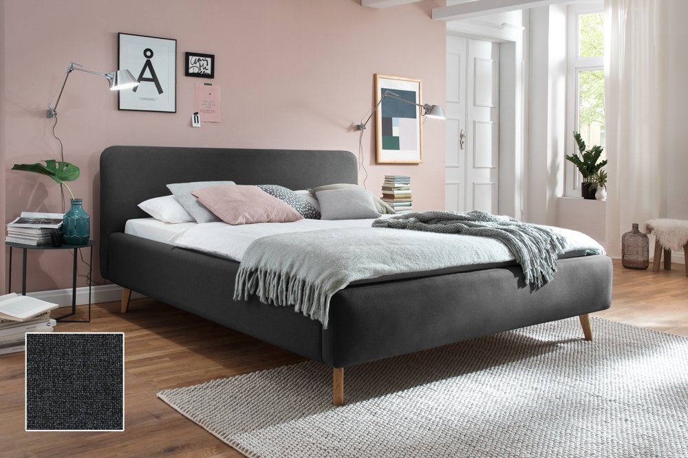 meise.möbel Bettgestell Meise Möbel Mattis Polsterbett mit Bettkasten Holzfuß Kopfteil glatt