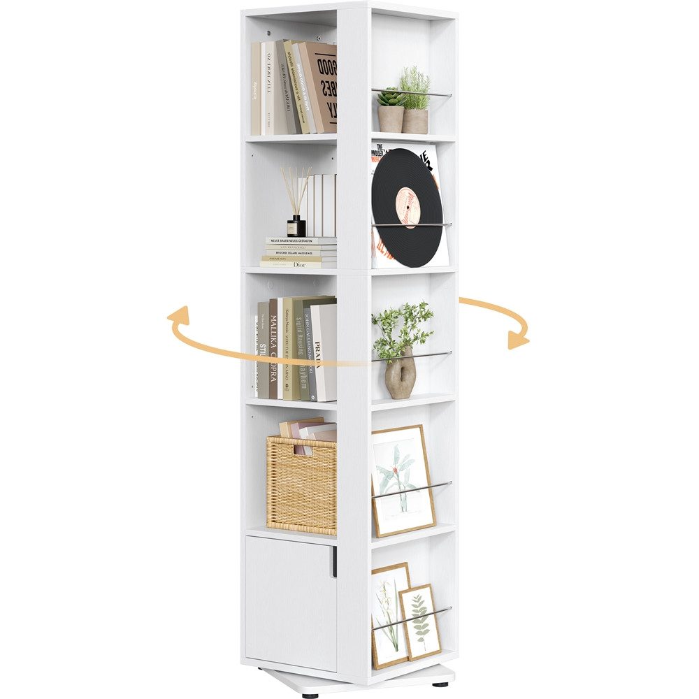 Yaheetech Bücherregal 360° drehbar, Drehregal 10 Fächer, 2 Verstellbare Einlegeböden, 42 × 42 × 169 cm