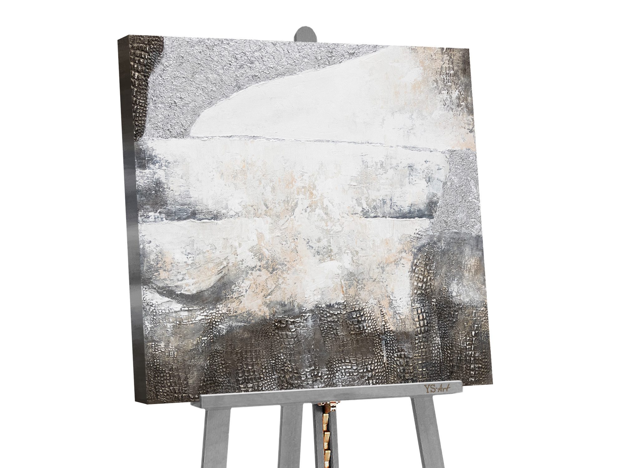YS-Art Gemälde Außergewöhnlich, Abstrakte Bilder, Dunkles Leinwand Bild Handgemalt Abstrakt Quadratisch