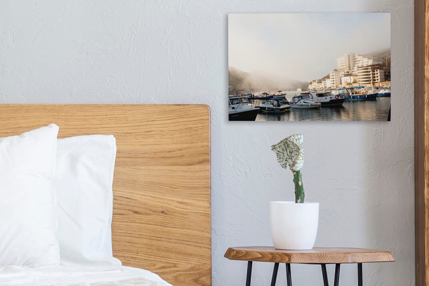 Hafen Sebastopol OneMillionCanvasses® dem Aufhängefertig, Wanddeko, Nebel über Leinwandbilder, von cm St), (1 Leinwandbild Wandbild 30x20 Krim, auf der