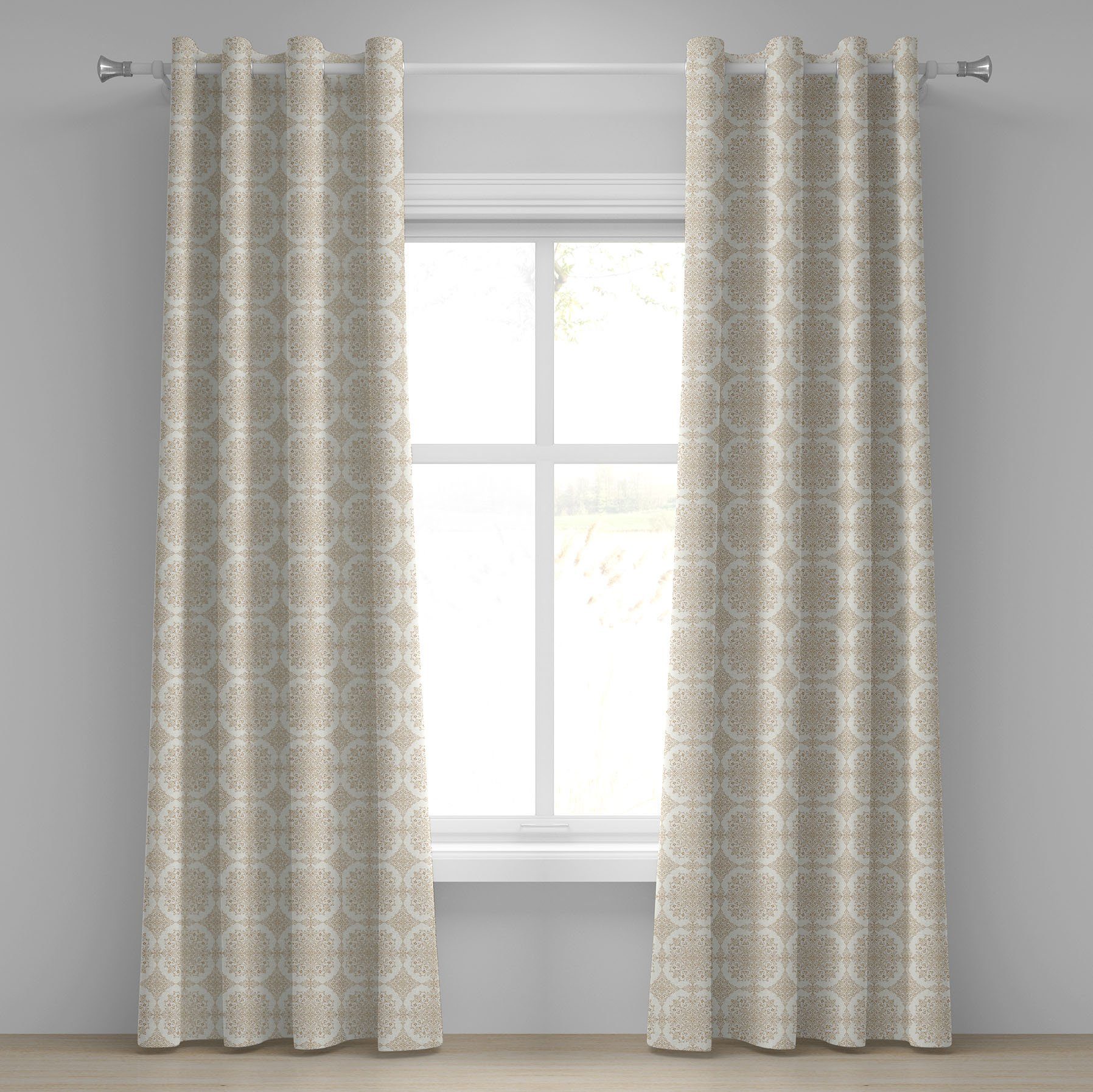 Gardine Dekorative 2-Panel-Fenstervorhänge für Schlafzimmer Wohnzimmer, Abakuhaus, traditionell Foliage Curlicues