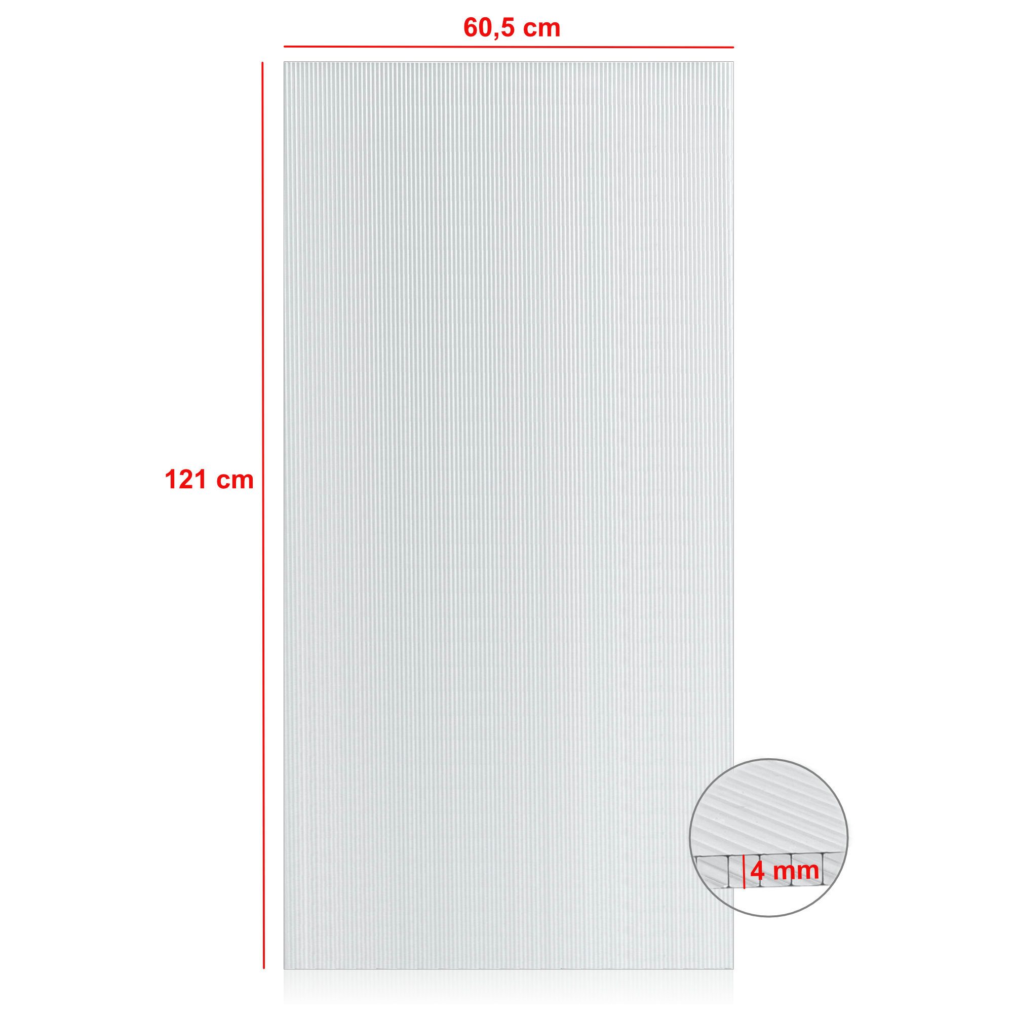 Zelsius Hohlkammerplatte Hohlkammerstegplatte 4 mm, 121 x 60,5 cm, Gewächshaus Ersatzplatte