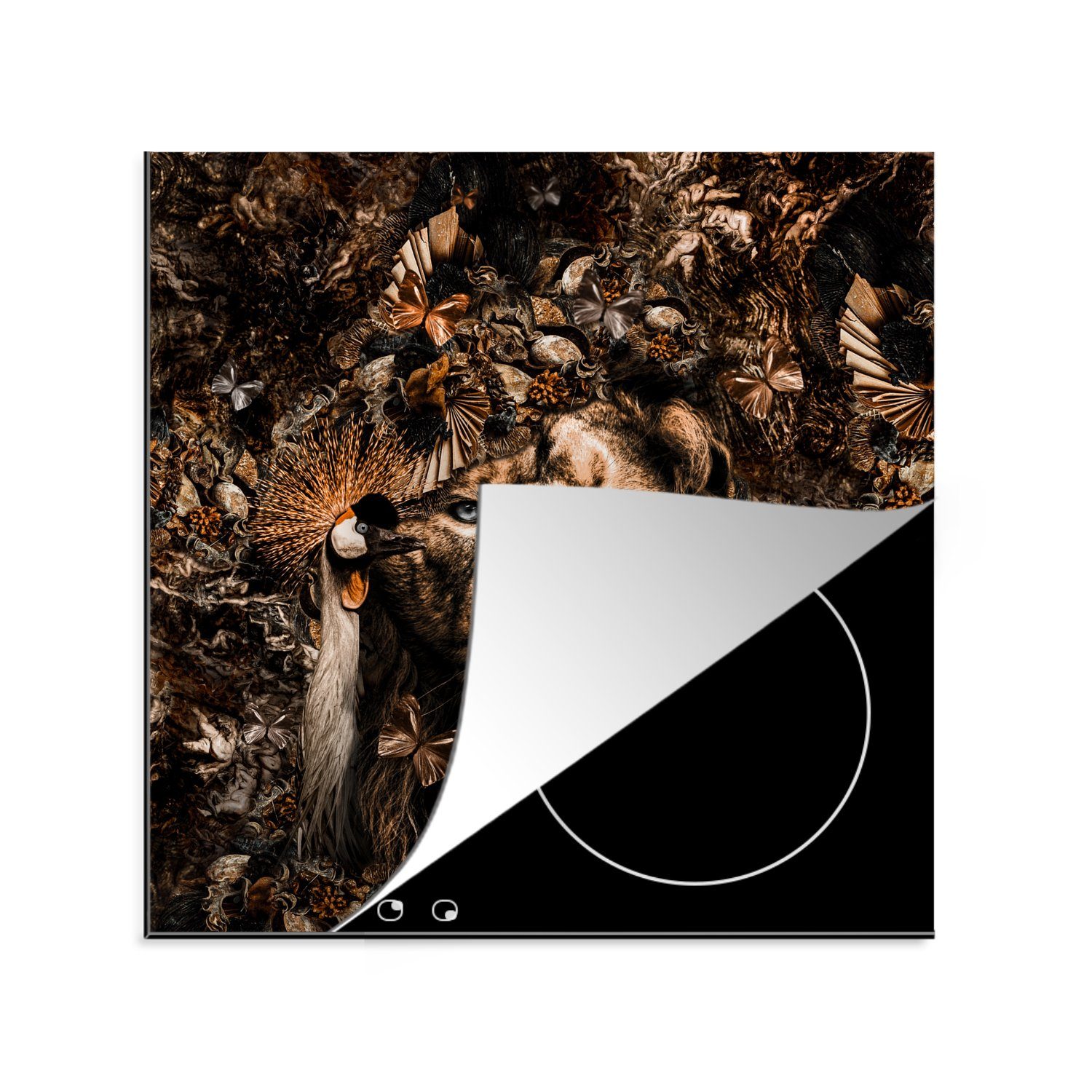 MuchoWow Herdblende-/Abdeckplatte Tiere - Schmetterlinge - Vögel, Vinyl, (1 tlg), 78x78 cm, Ceranfeldabdeckung, Arbeitsplatte für küche