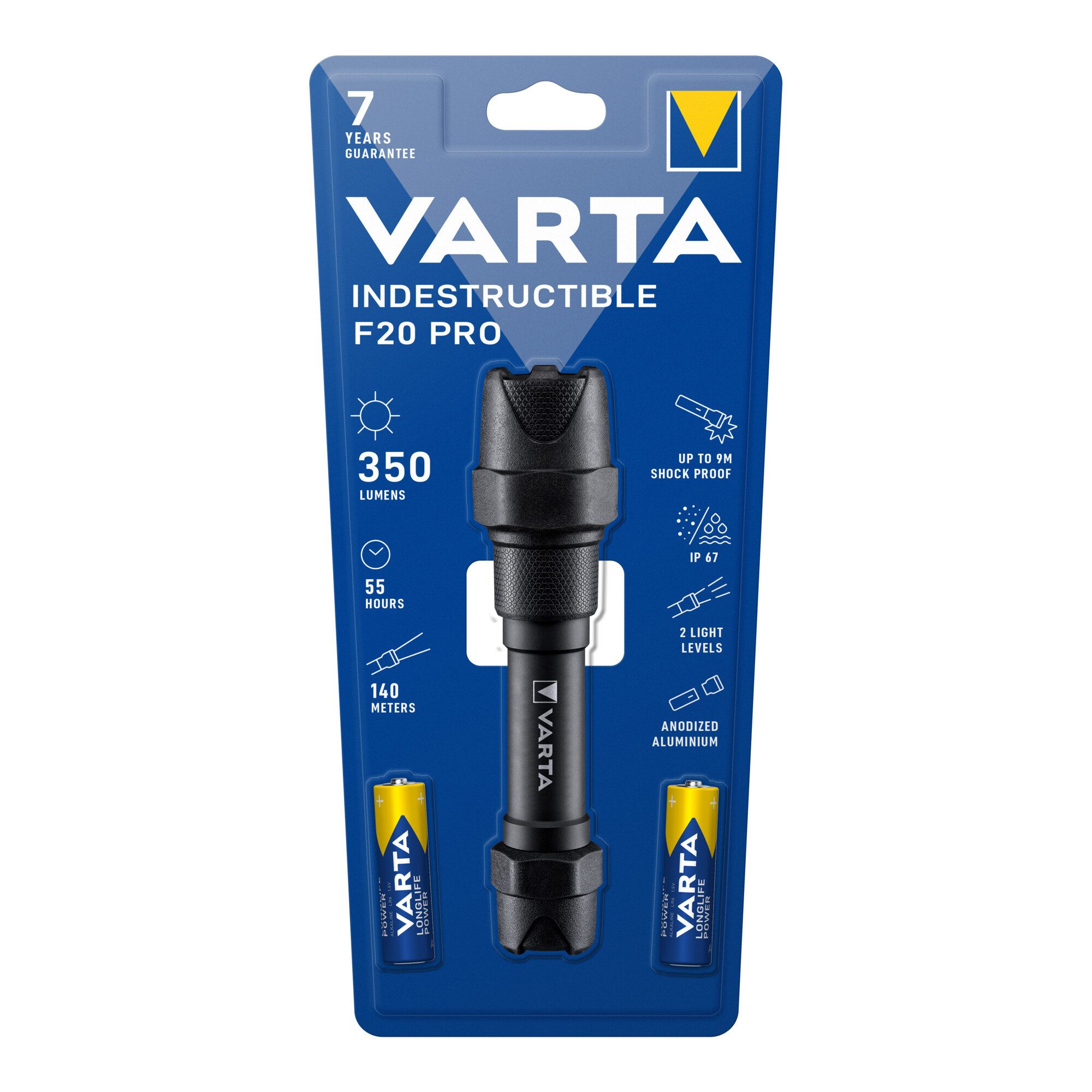 VARTA SUP-Leuchte Varta Cons.Varta LED-Taschenlampe F20 Pro 2AA m.Batt. IndestructibleF2