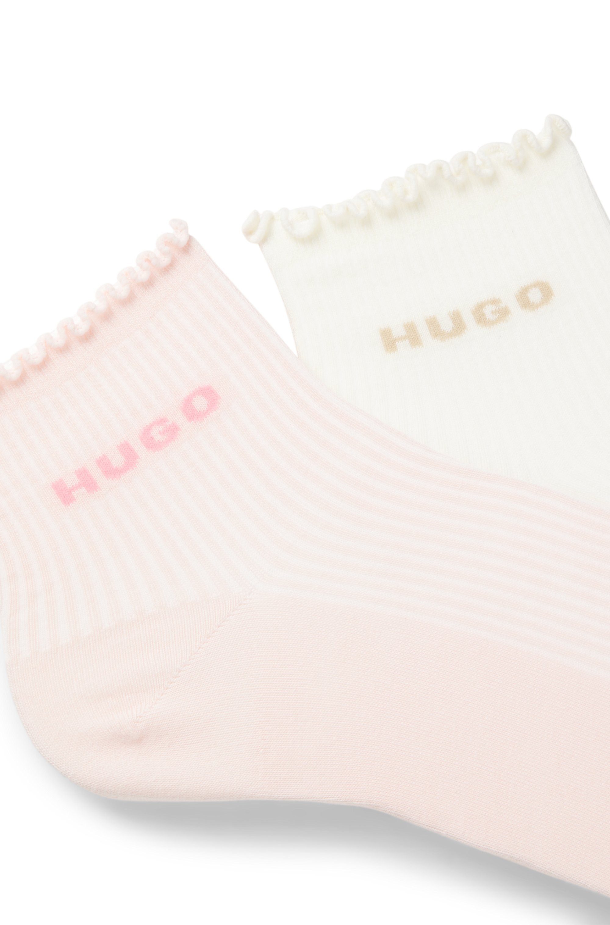 HUGO Kurzsocken mit gewellter Kante, Rippstruktur