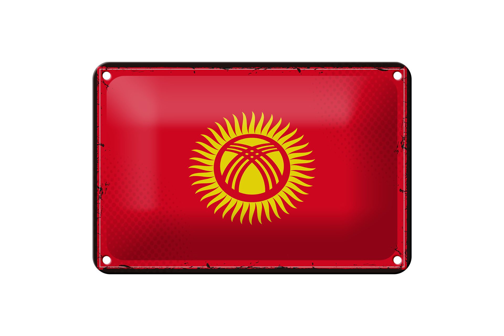 Femer GmbH Metallschild Flagge Kirgisistans 18x12cm Retro Kyrgyzstan, (1 St), gewölbte Oberfläche, abgerundete Ecken, umgeschlagene Kanten