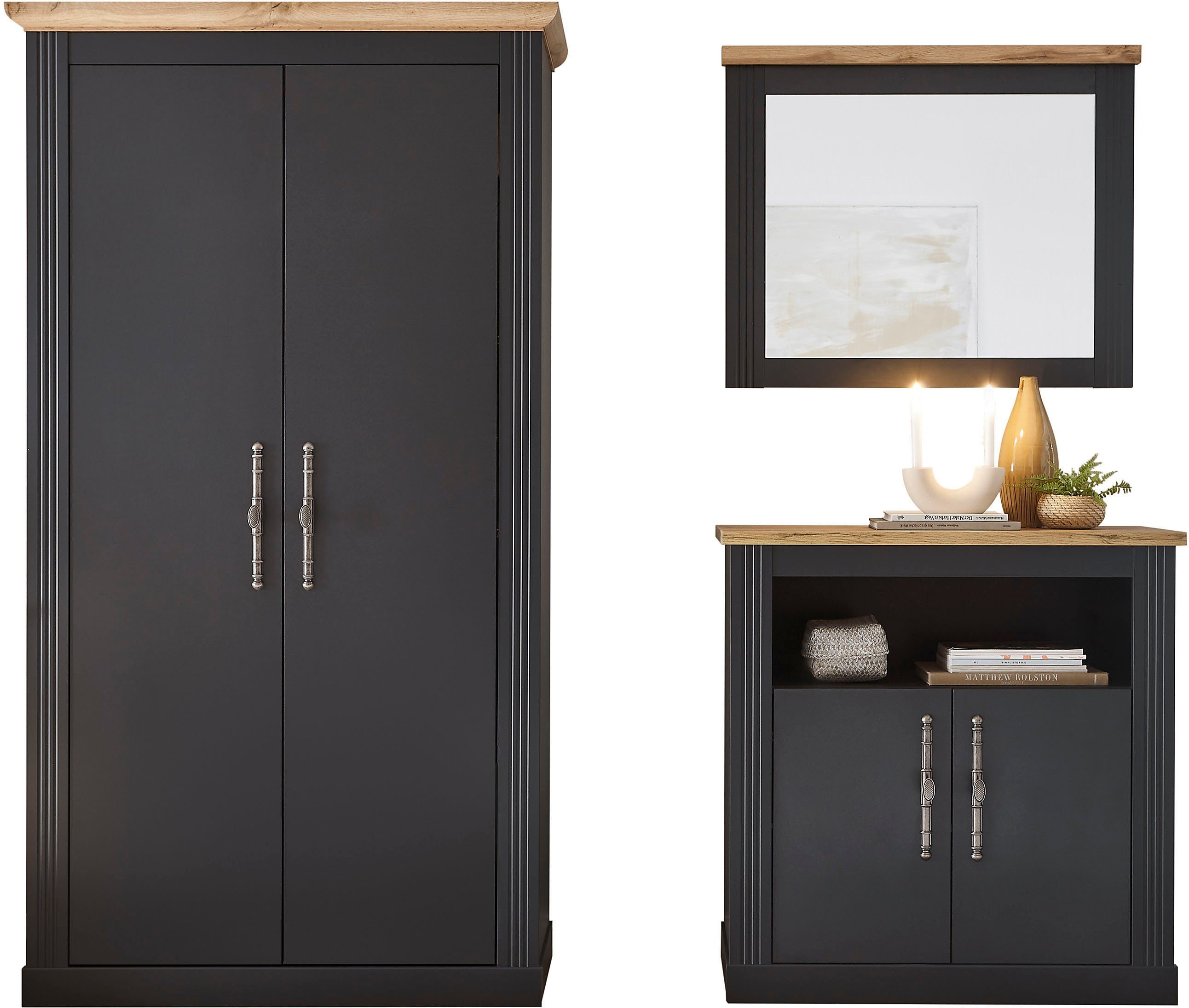 OTTO home Garderoben-Set WESTMINSTER TOPSELLER!, (3-St., Kommode, Spiegel, Garderobenschrank), im romantischen Landhausstil