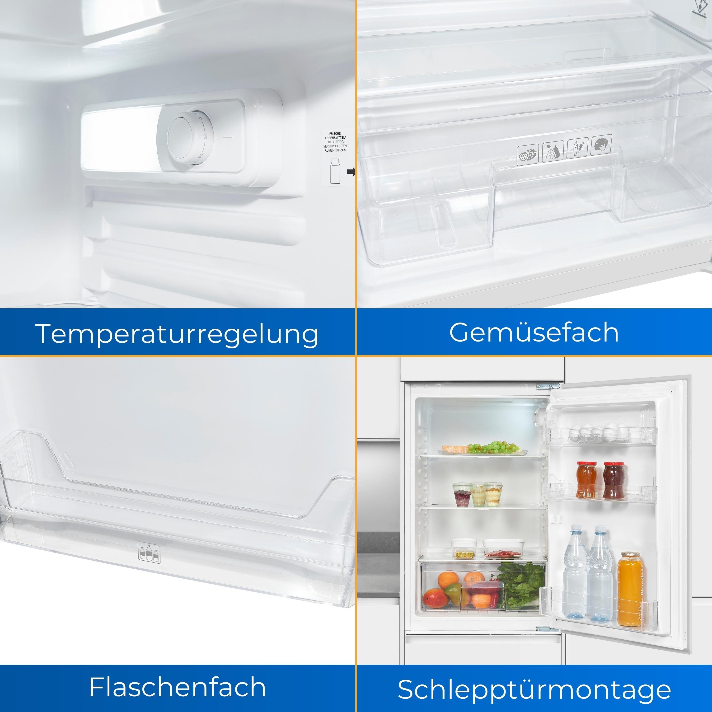 exquisit Einbaukühlschrank mit Vollraumkühlschrank cm Innenbeleuchtung, 54.0 EKS130-V-040F, Schlepptür breit