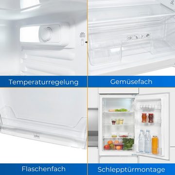 exquisit Einbaukühlschrank EKS130-V-040F, 54.0 cm breit, Vollraumkühlschrank mit Innenbeleuchtung, Schlepptür