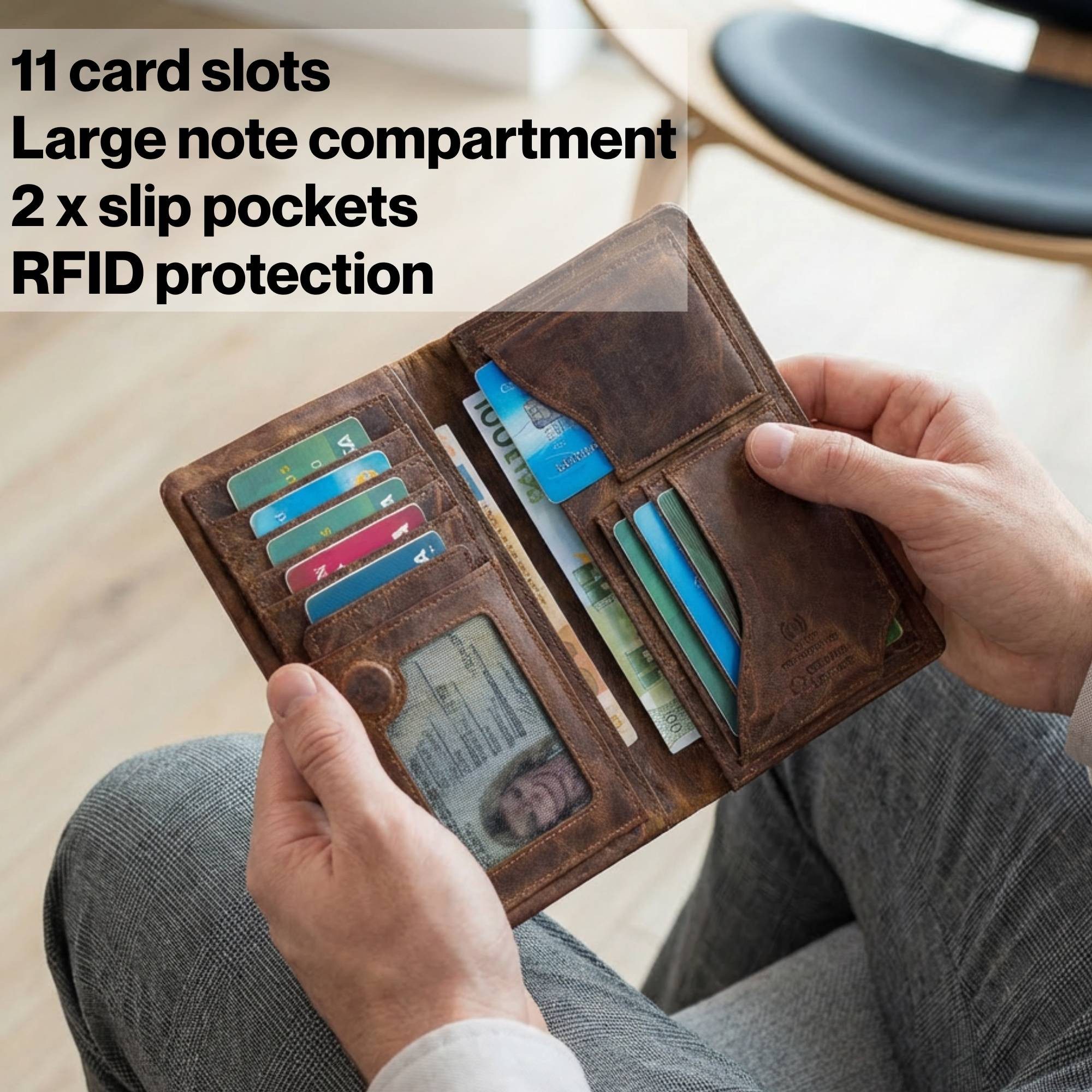 STILORD Geldbörse "Kenan" XL Leder Portemonnaie Herren mit Münzfach & RFID für 11 Karten
