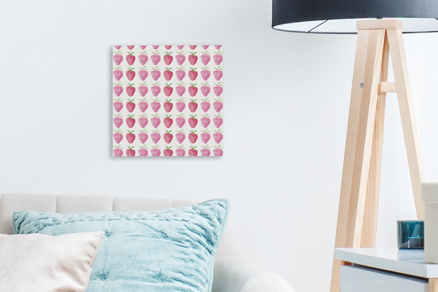 OneMillionCanvasses® Leinwandbild St), für - - Bilder Aquarell, Leinwand Schlafzimmer Schablonen Wohnzimmer (1 Erdbeere