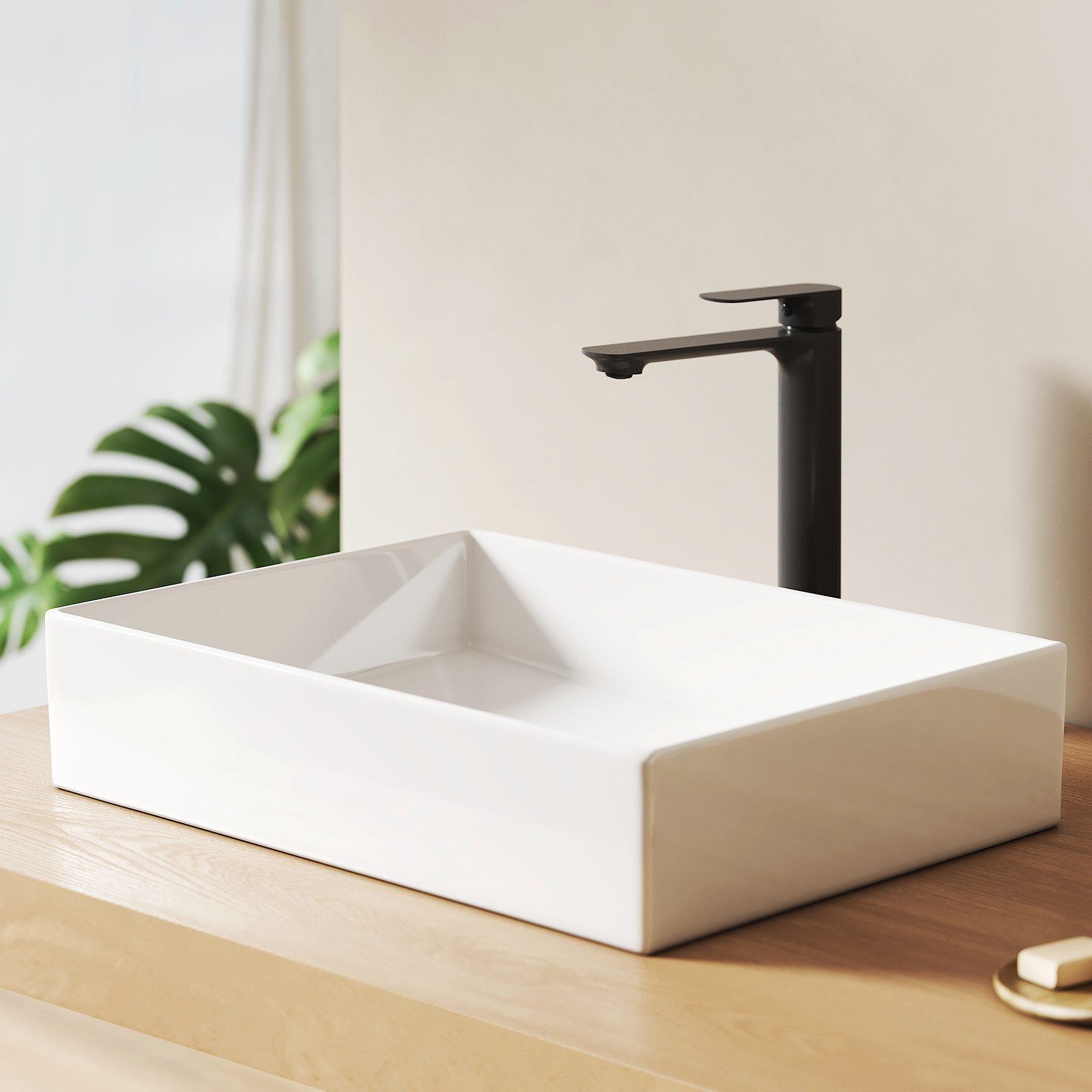 EMKE Aufsatzwaschbecken Keramik Aufsatzwaschbecken 50,5×37 cm rechteckig oh günstig online kaufen
