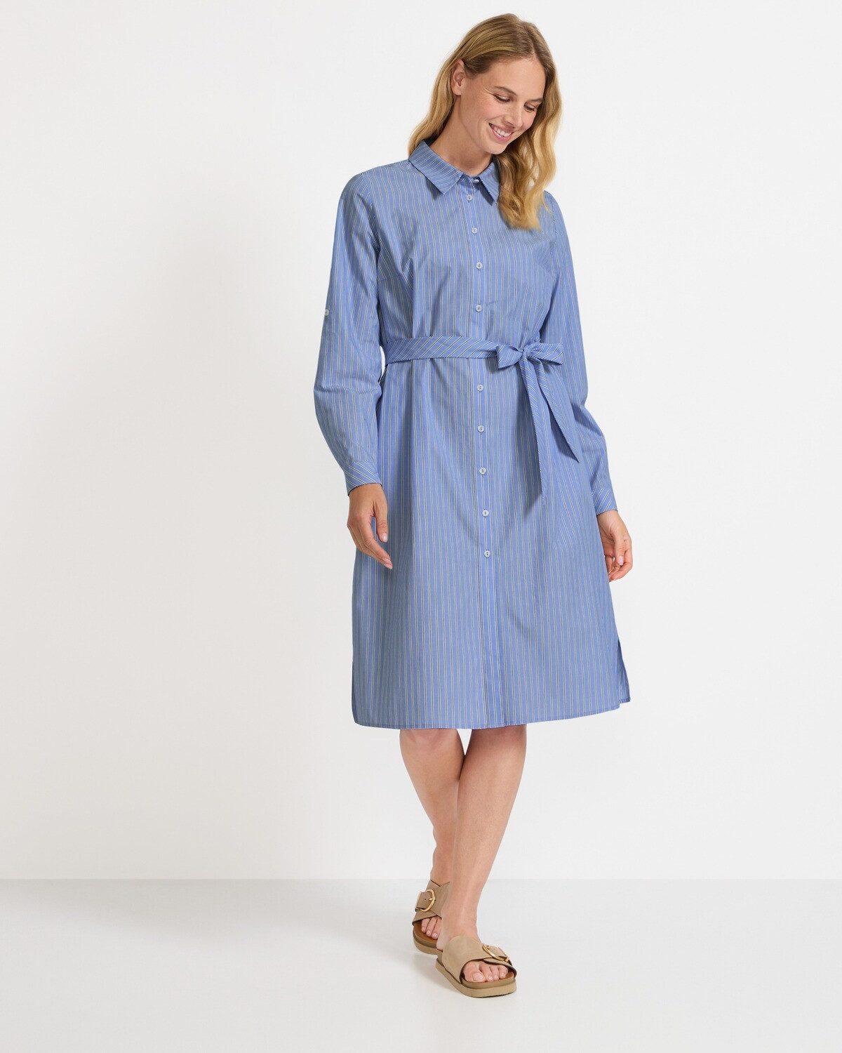 White Label Midikleid Hemdblusenkleid mit Streifen