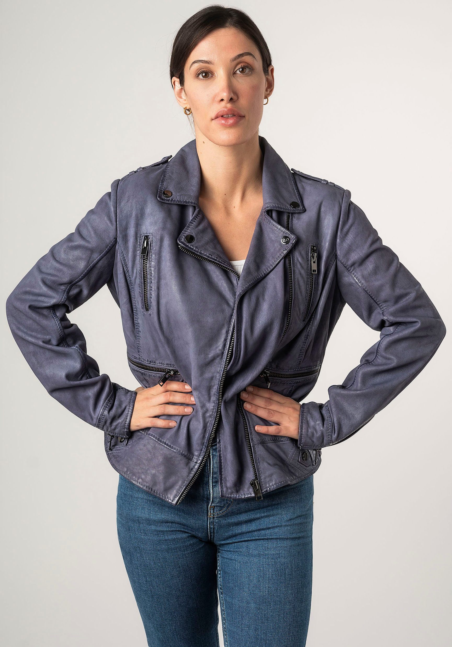 Mauritius Lederjacke 2Wtashi mit Schulterklappen, mit günstig online kaufen