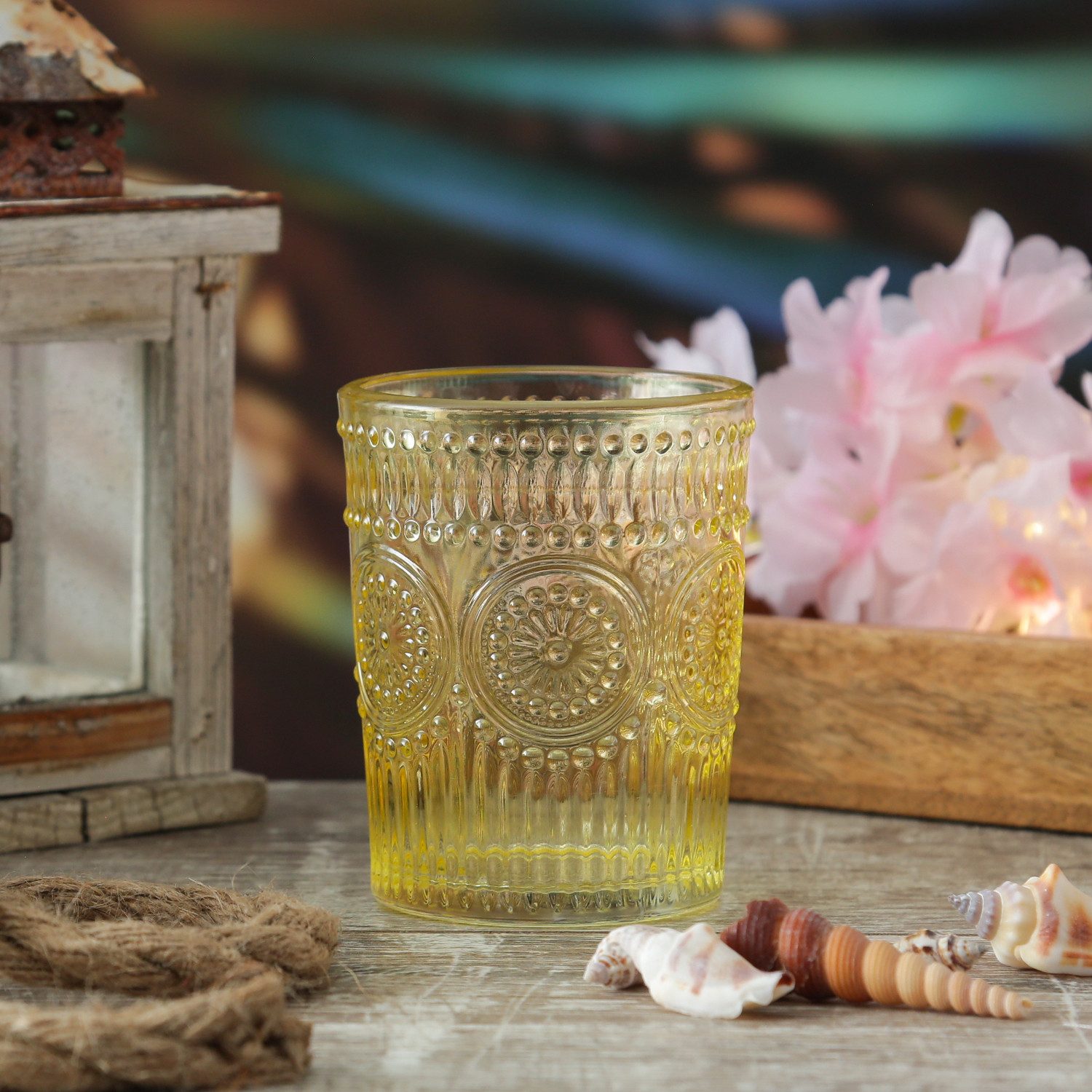 MARELIDA Gläser-Set Trinkgläser gelb 280ml Wasergläser Saftgläser Vintage Retro Boho 4St., 4-tlg., Glas