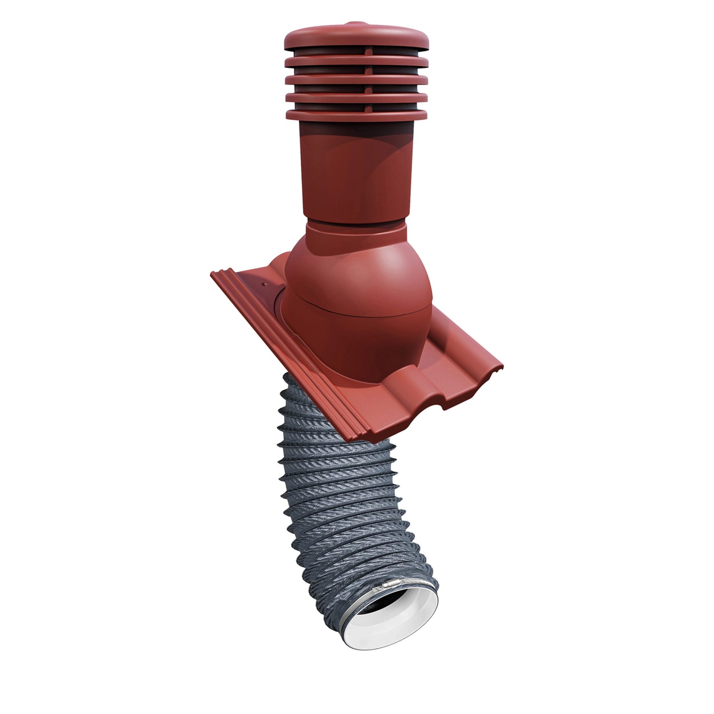 Bandloo Abluft-Set Eurovent Set VENTOS X PLUS Dachlüfter 150mm Kastanie + Flexrohr Grau