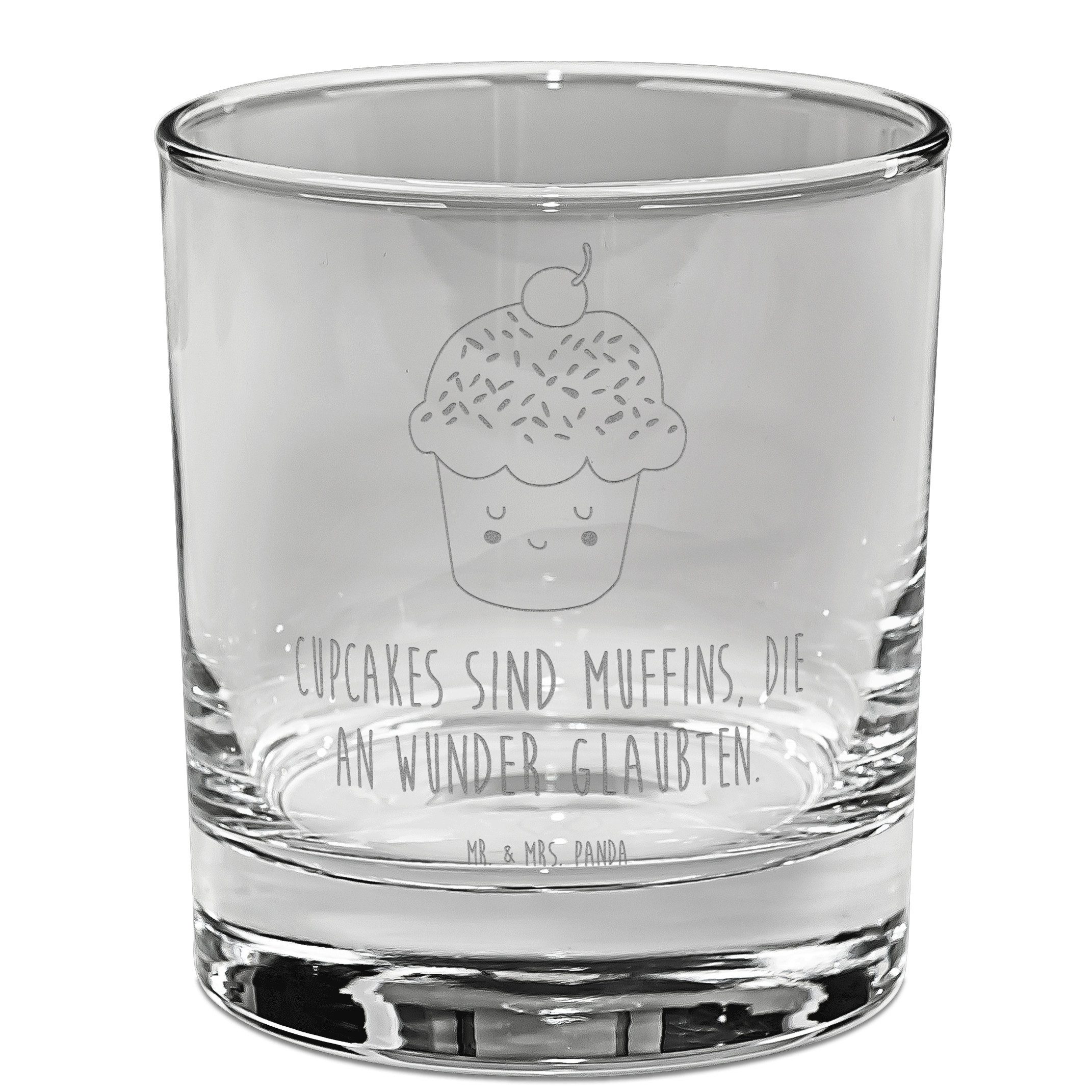 Mr. & Mrs. Panda Whiskyglas Cupcake - Transparent - Geschenk, Küche Deko, Tiere, Gute Laune, Whis, Premium Glas, Handverlesenes Design