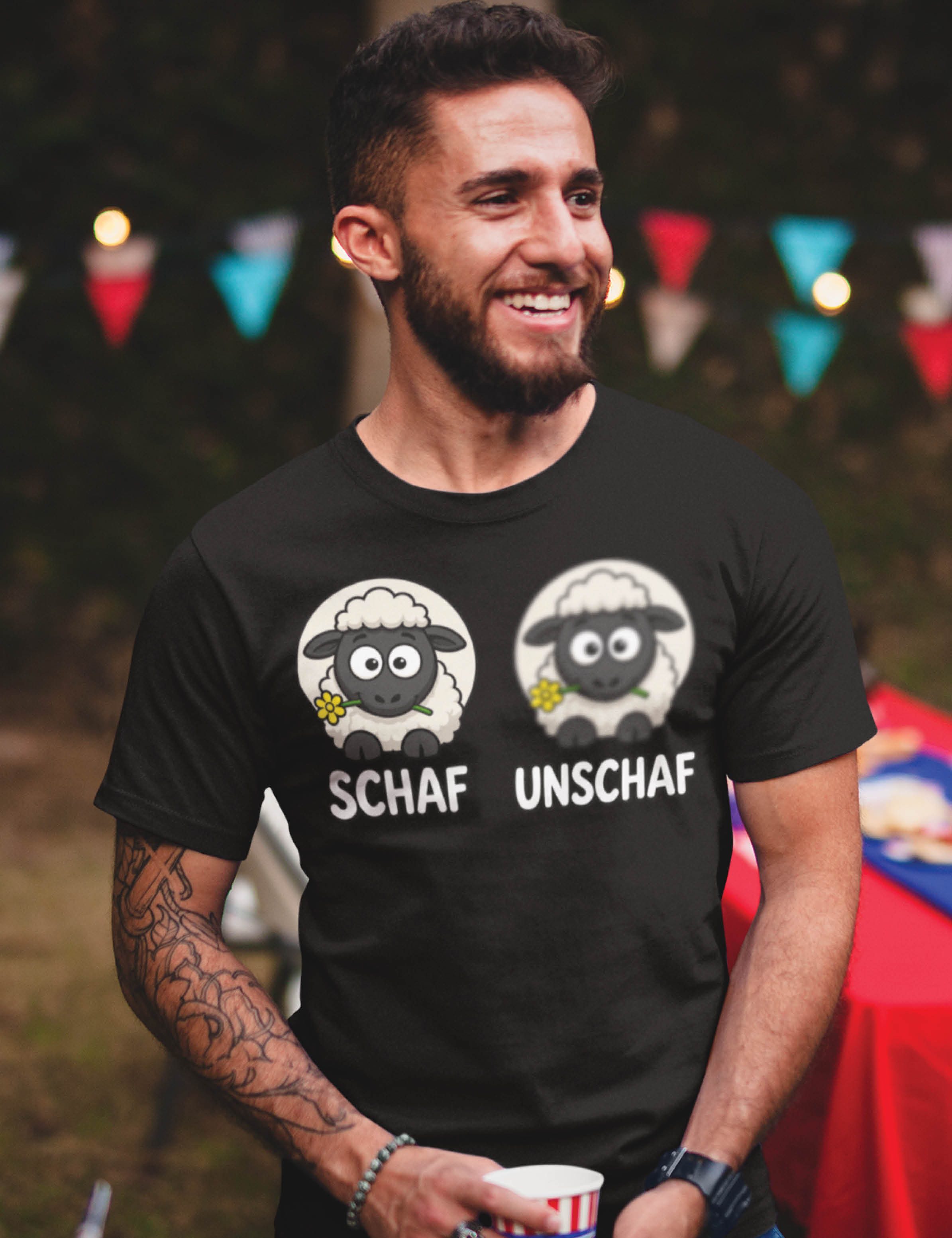 Youth Designz Print-Shirt "Schaf Unschaf" Herren T-Shirt Lustigen Print Statement Geschenk mit witzigen und stylischen Aufdruck für Männer – Bild 4 von 5