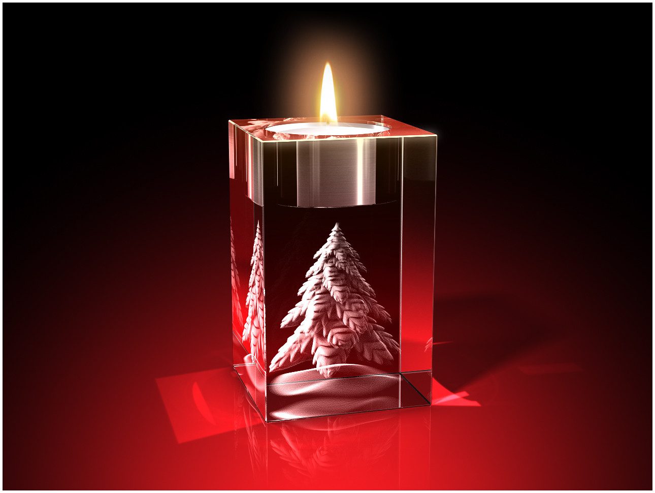 GLASFOTO.COM Teelichthalter Advents-Teelichthalter (einzeln), Weihnachten, Kristallglas, 3D-Motive (1), aus Kristallglas