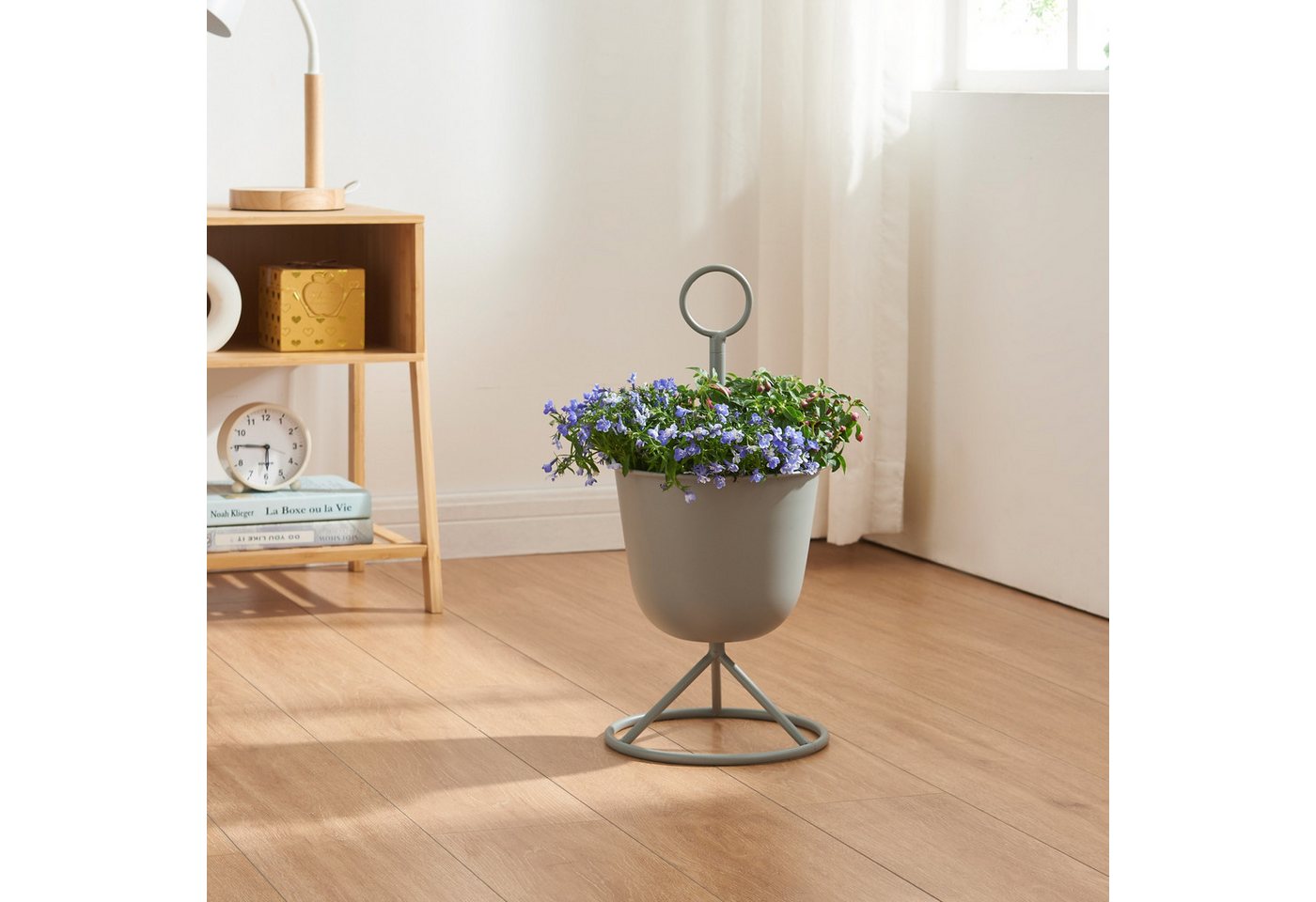 Thumbnail - en.casa Blumenständer, »Alphen« mit 1 Topf 48xØ23cm Metall Grau