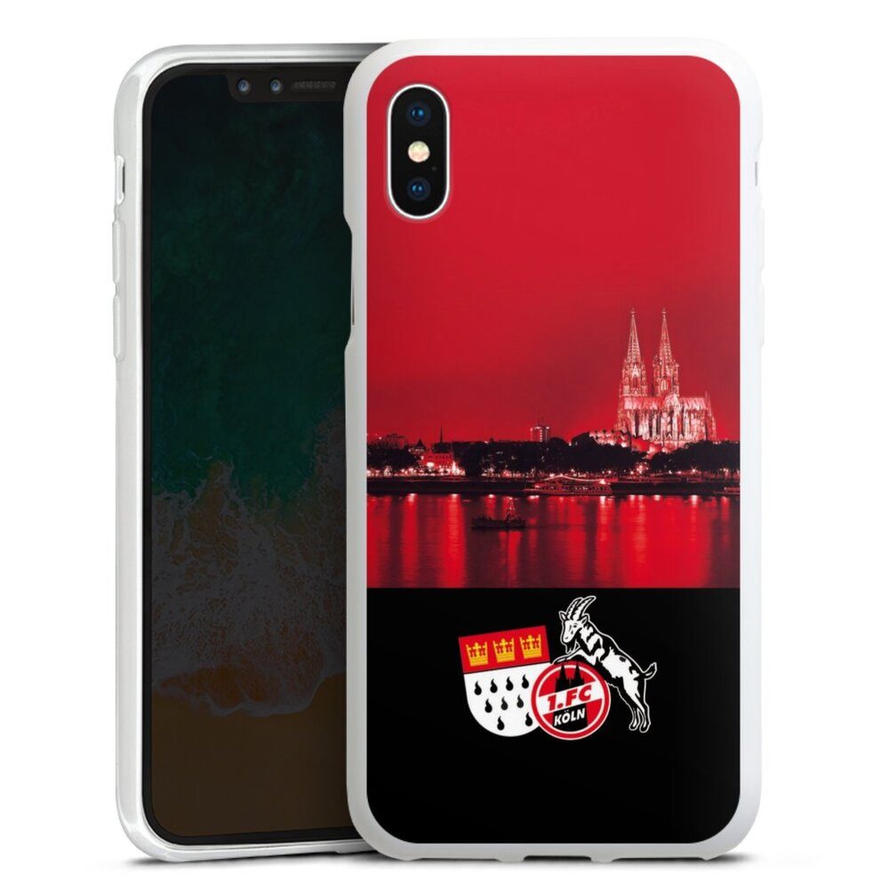 DeinDesign Handyhülle Skyline 1. FC Köln Offizielles Lizenzprodukt Skyline Köln Rot, Apple iPhone X Silikon Hülle Bumper Case Handy Schutzhülle